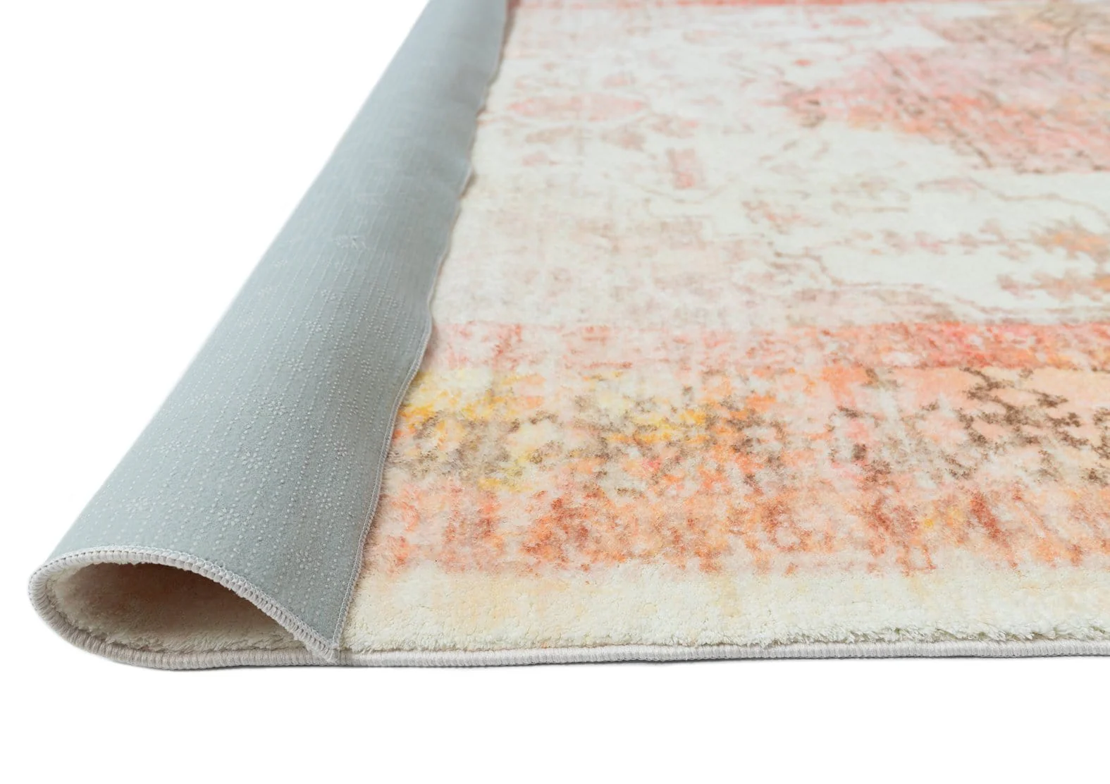 Marissa Orange Peach and Cream Medallion Washable Rug - Image 12
