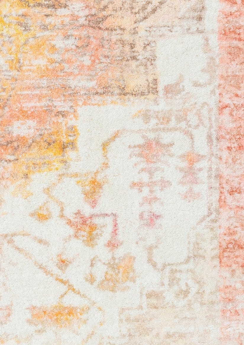 Marissa Orange Peach and Cream Medallion Washable Rug - Image 13
