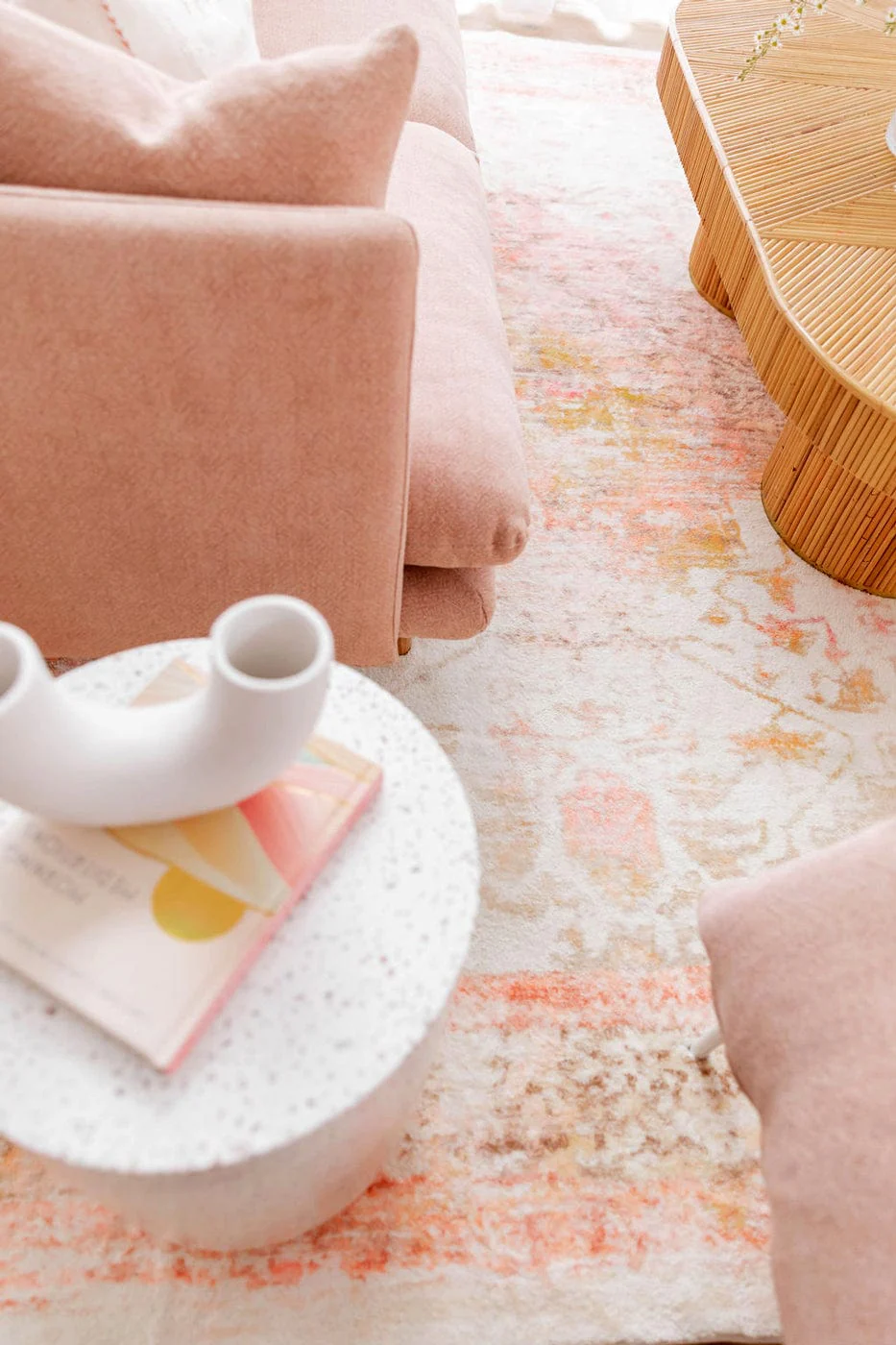Marissa Orange Peach and Cream Medallion Washable Rug - Image 8