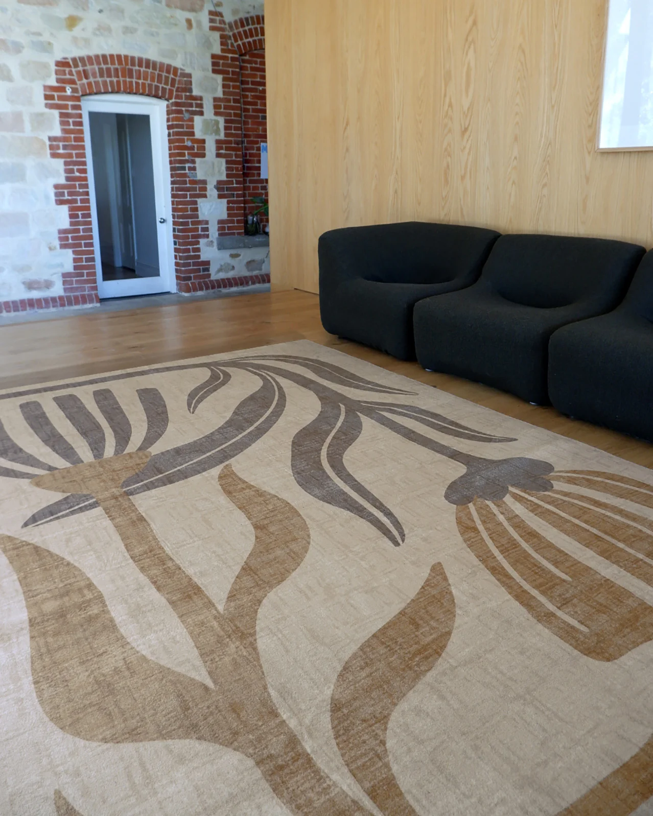 Marzon Beige and Brown Botanical Washable Rug - Image 2