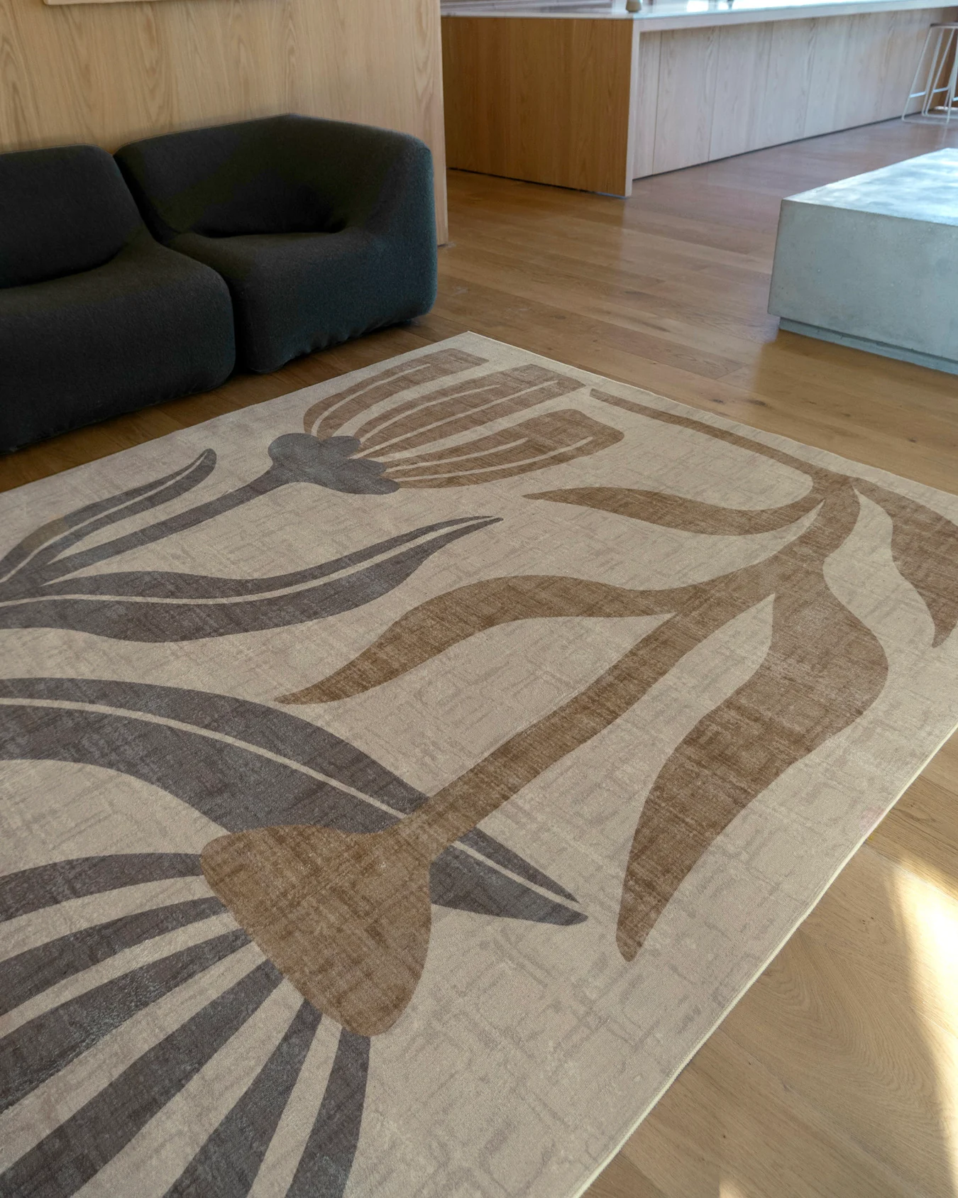 Marzon Beige and Brown Botanical Washable Rug - Image 5