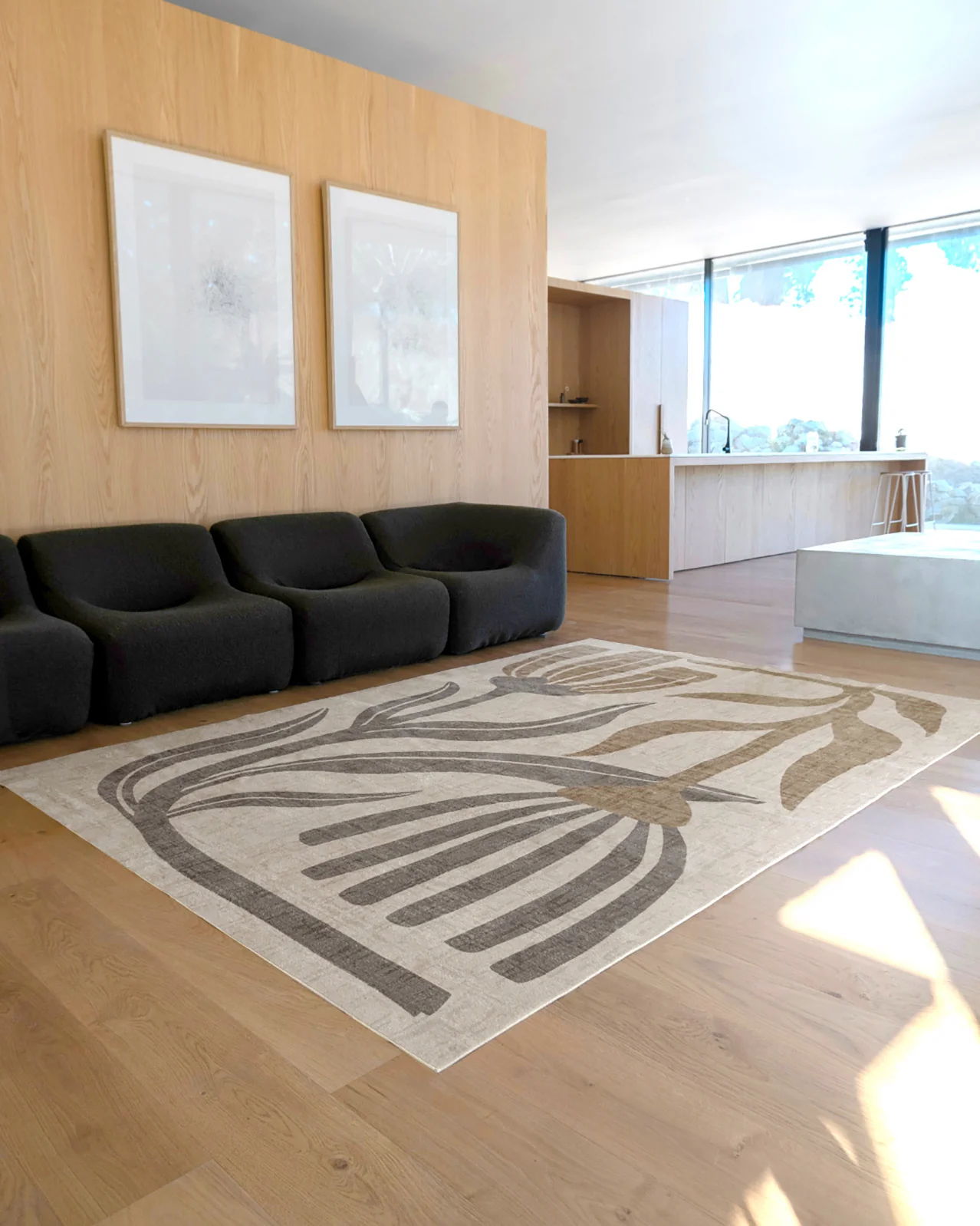 Marzon Beige and Brown Botanical Washable Rug - Image 6
