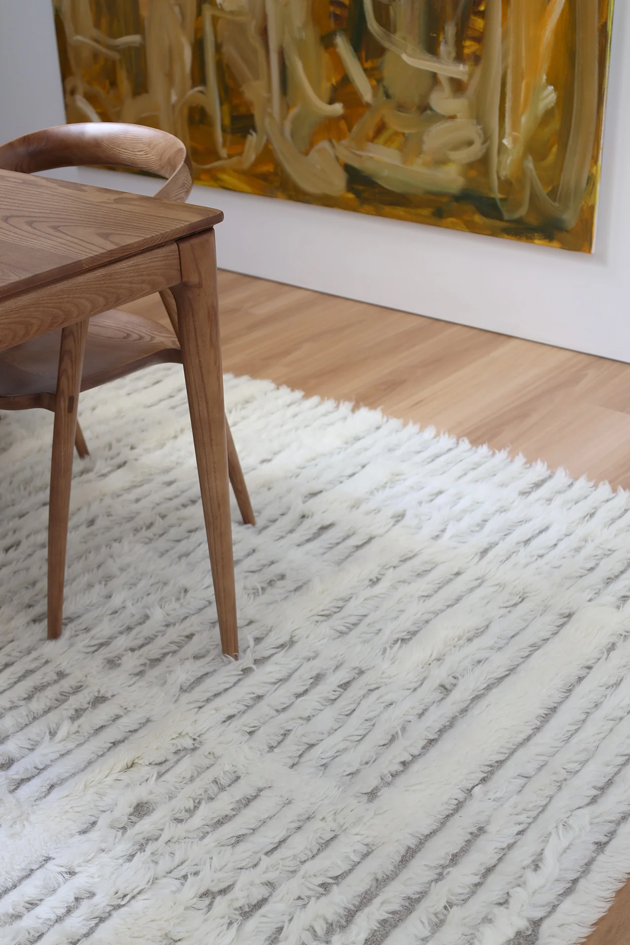 Maya Geometric Pattern Berber Wool Shag Rug - Image 4