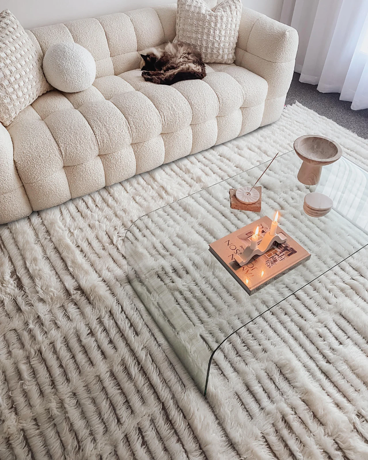 Maya Geometric Pattern Berber Wool Shag Rug - Image 6