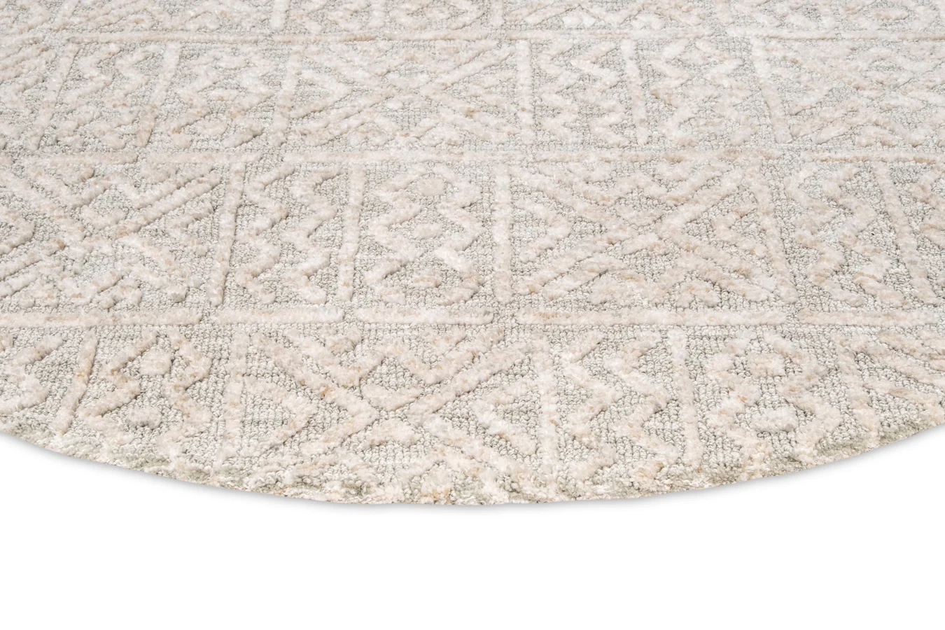 Melia Grey and Ivory Tribal Textured Round Rug - Image 7