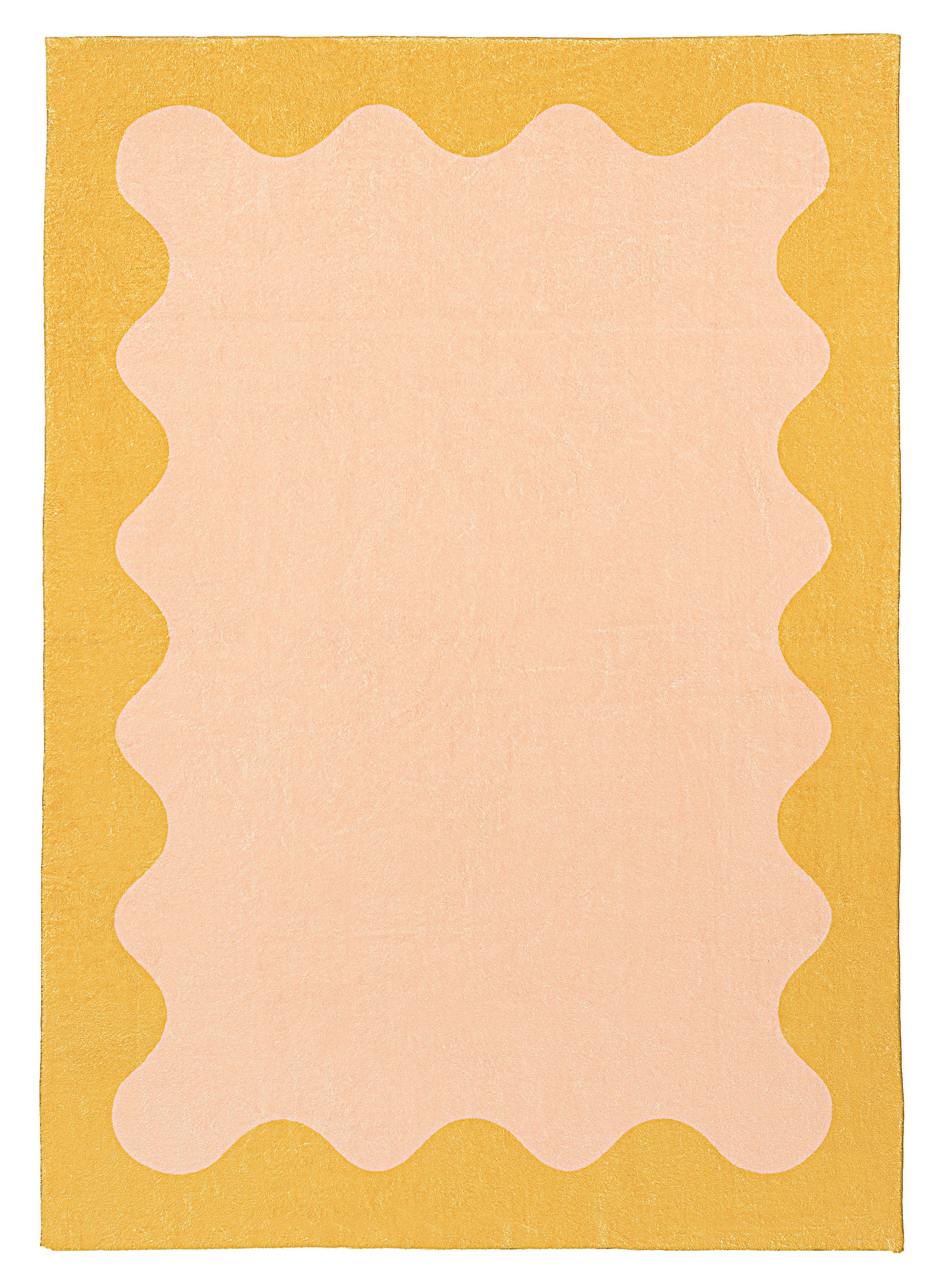 Melody Pink and Yellow Wiggle Bordered Washable Rug
