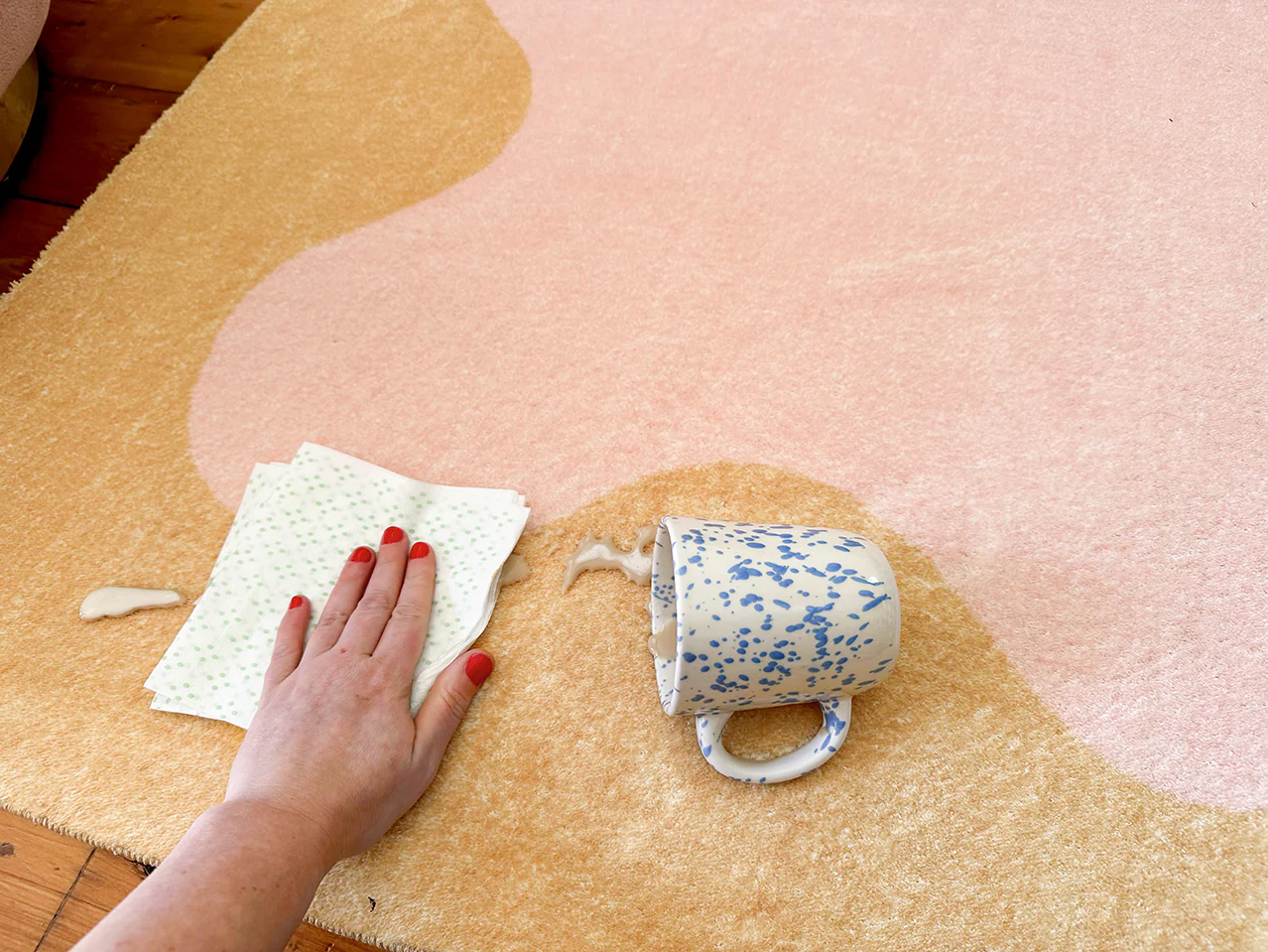 Melody Pink and Yellow Wiggle Bordered Washable Rug - Image 13