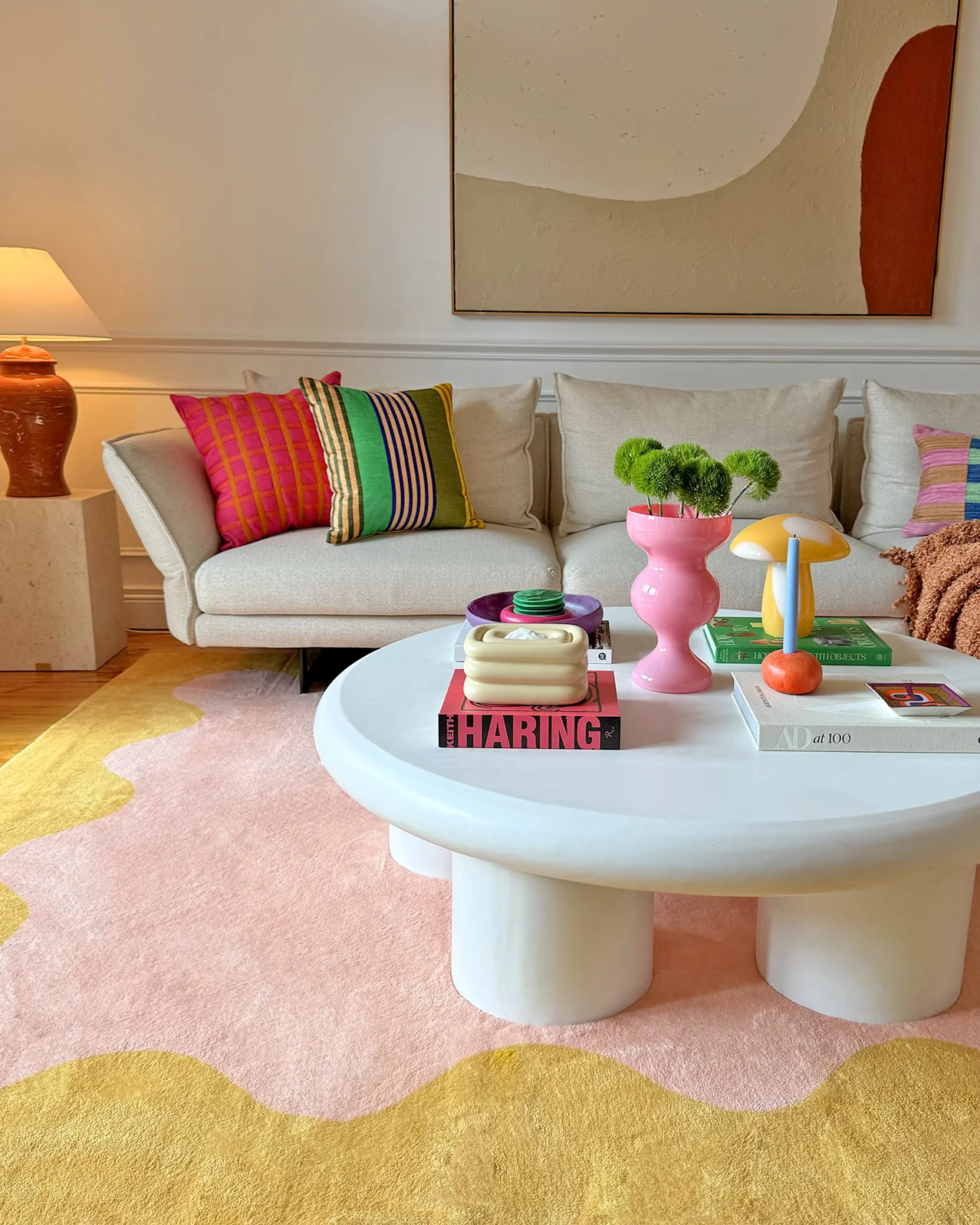 Melody Pink and Yellow Wiggle Bordered Washable Rug - Image 5
