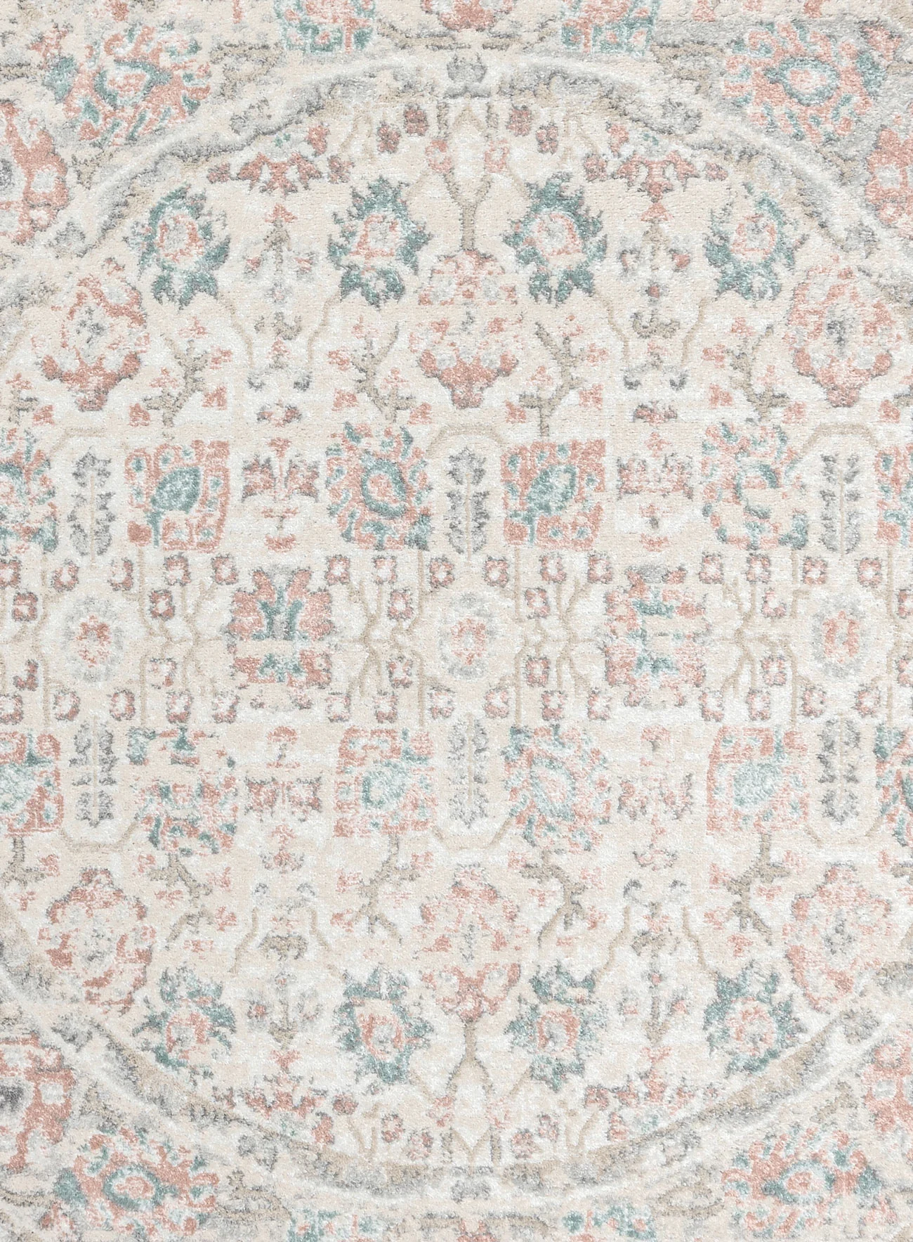 Melrose Cream and Pink Traditional Round Rug - Image 9