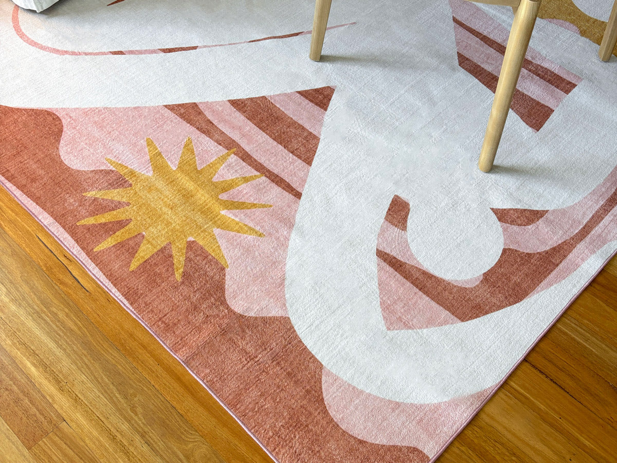 Menaka Pink and Rust Abstract Rug - Image 4