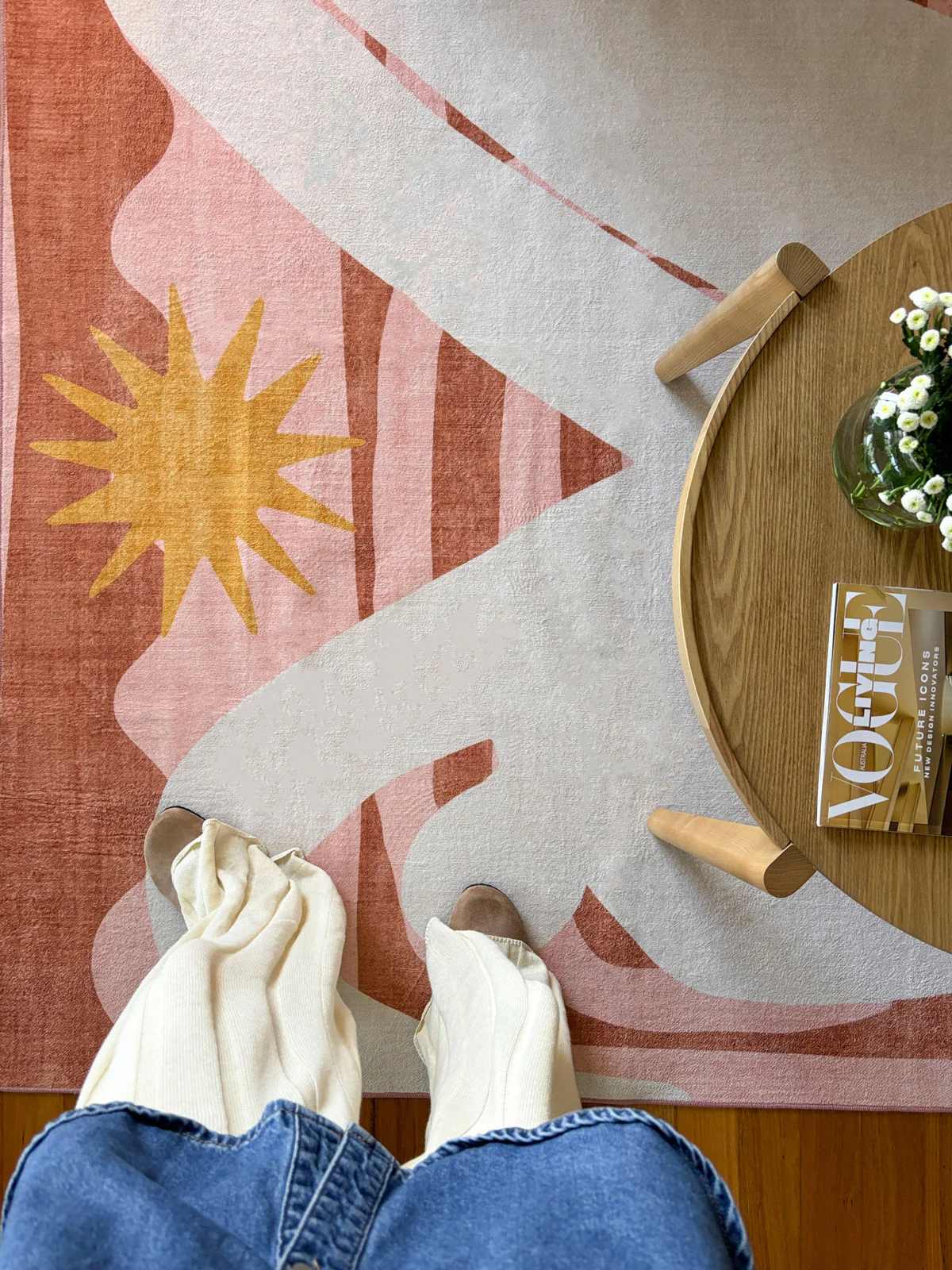 Menaka Pink and Rust Abstract Rug - Image 6