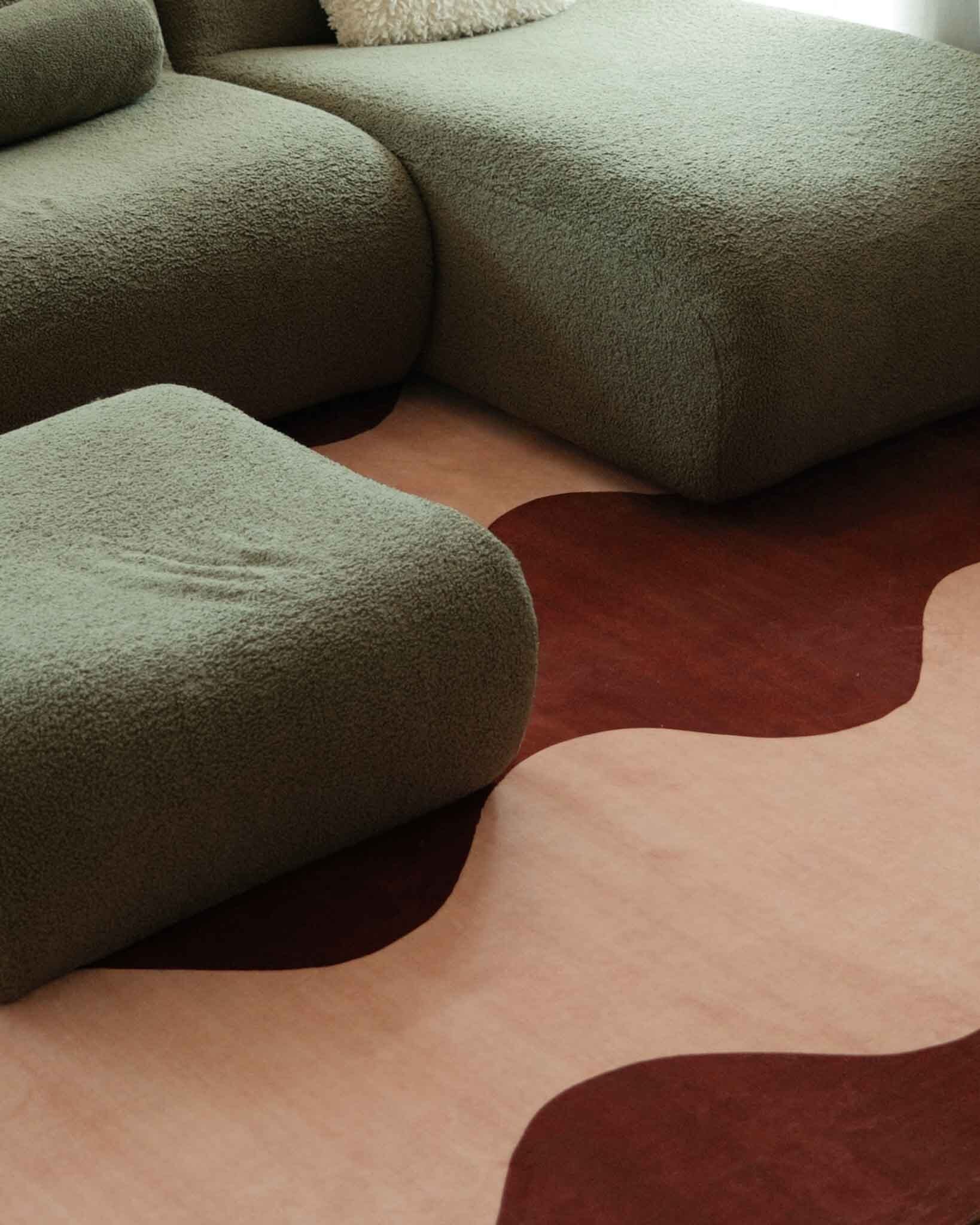 Merida Mulberry and Beige Wave Washable Rug - Image 4