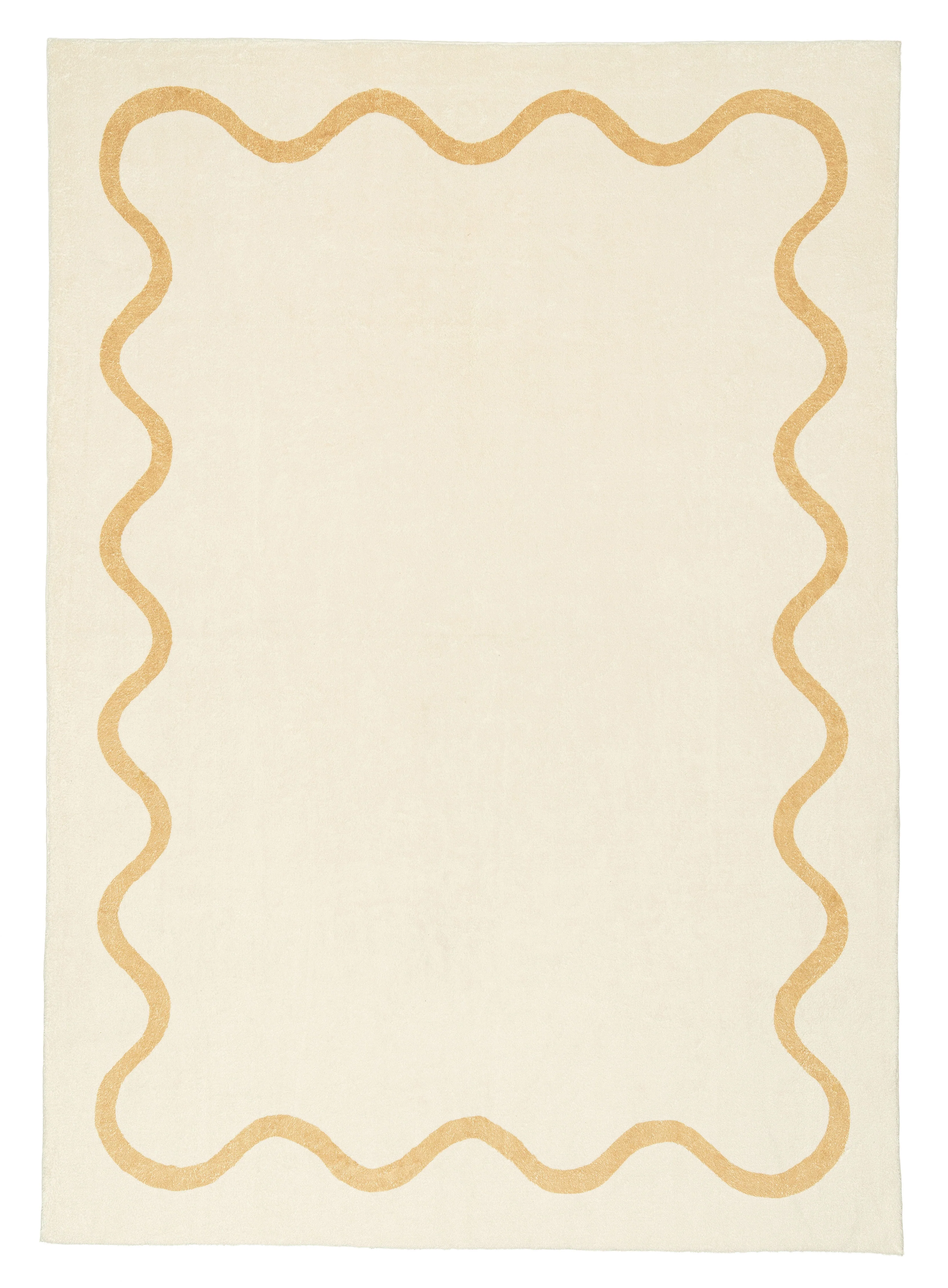Micah Brown and Beige Wiggle Bordered Washable Rug