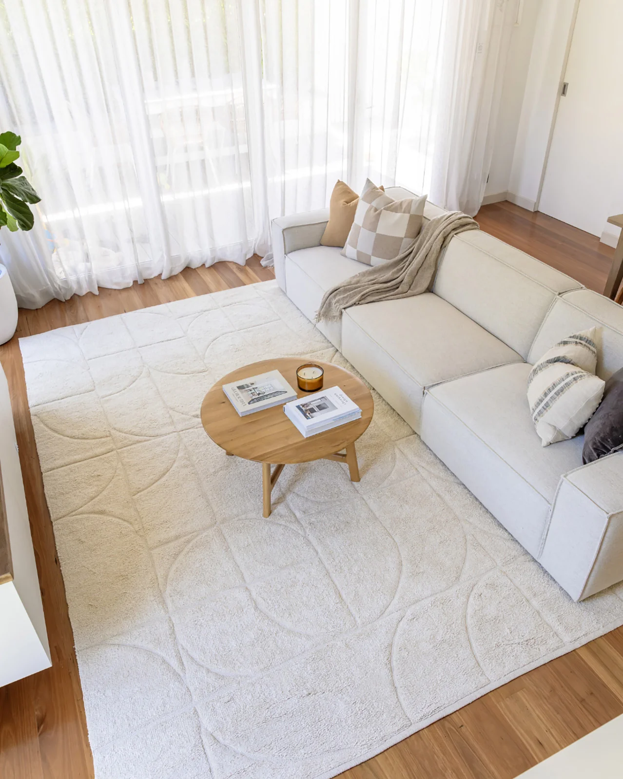 Mikaela Cream Beige Abstract Cotton Washable Rug - Image 10
