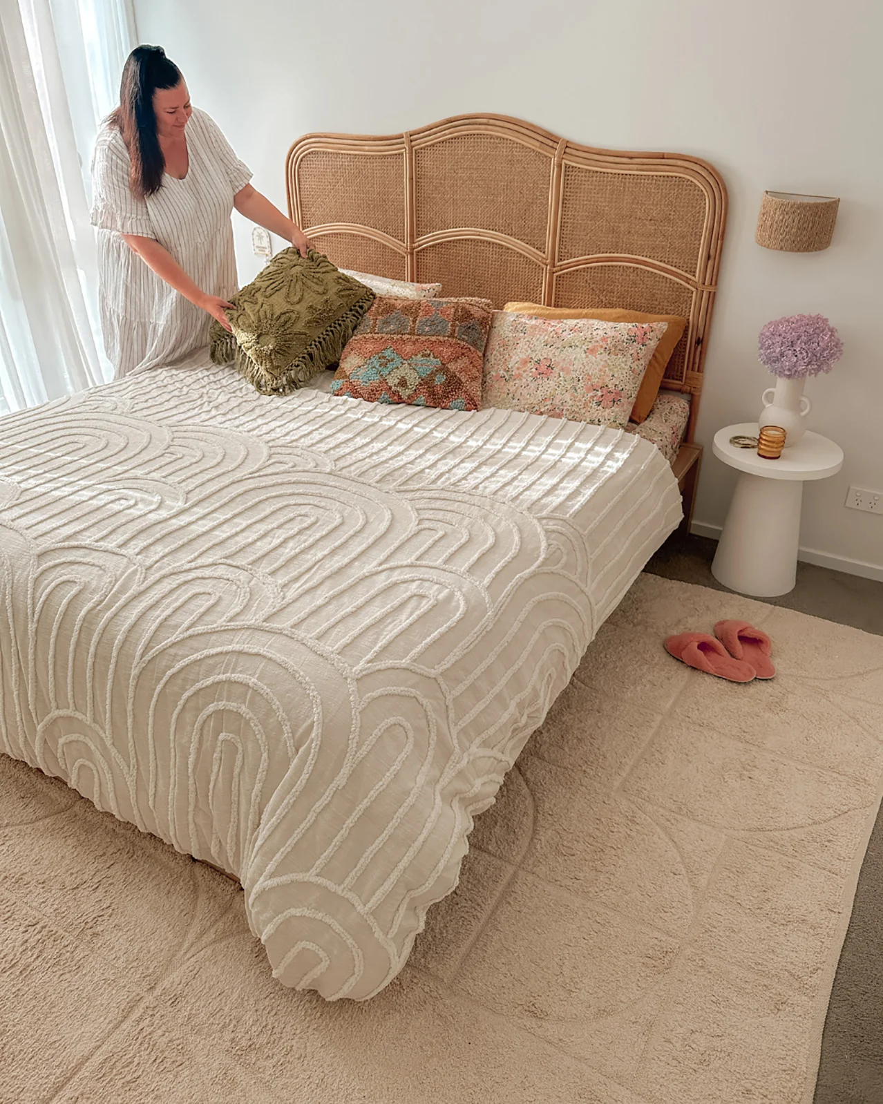 Mikaela Cream Beige Abstract Cotton Washable Rug - Image 2