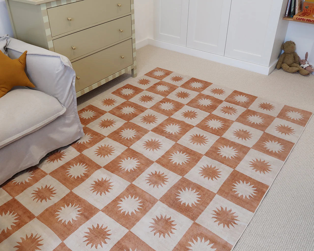 Milena Orange and Beige Washable Rug - Image 5