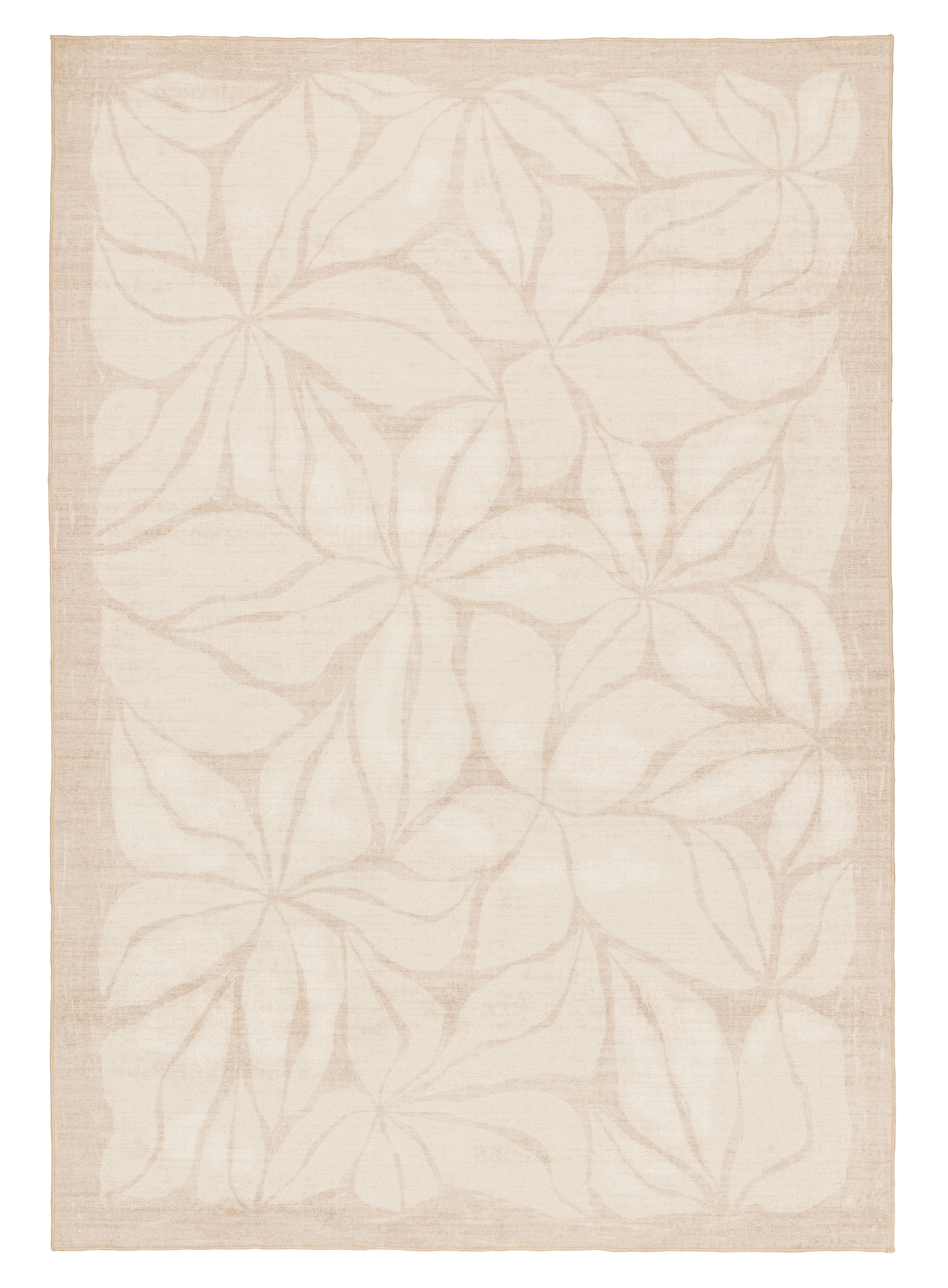 Minar Beige Botanical Washable Rug