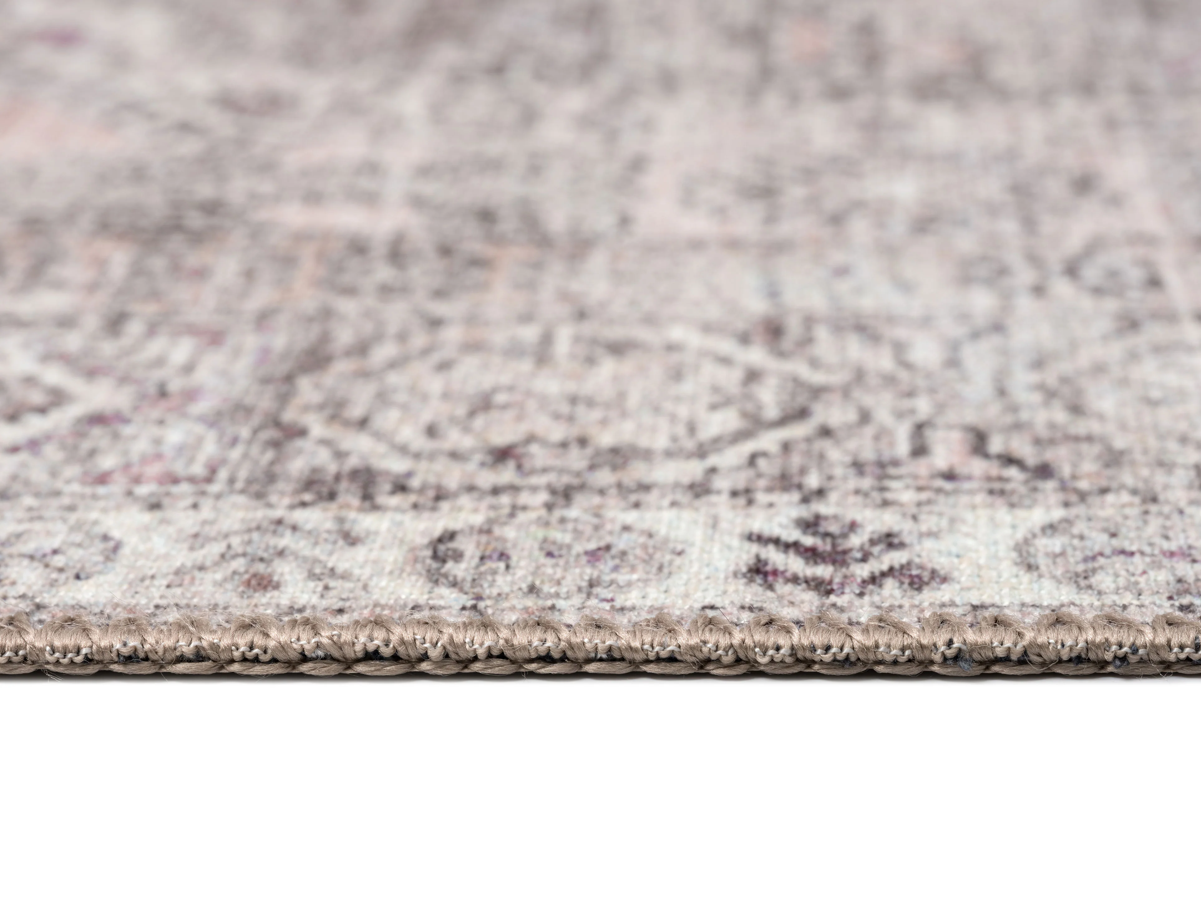 Mindi Grey and Pink Traditional Distressed Washable Rug - Image 14