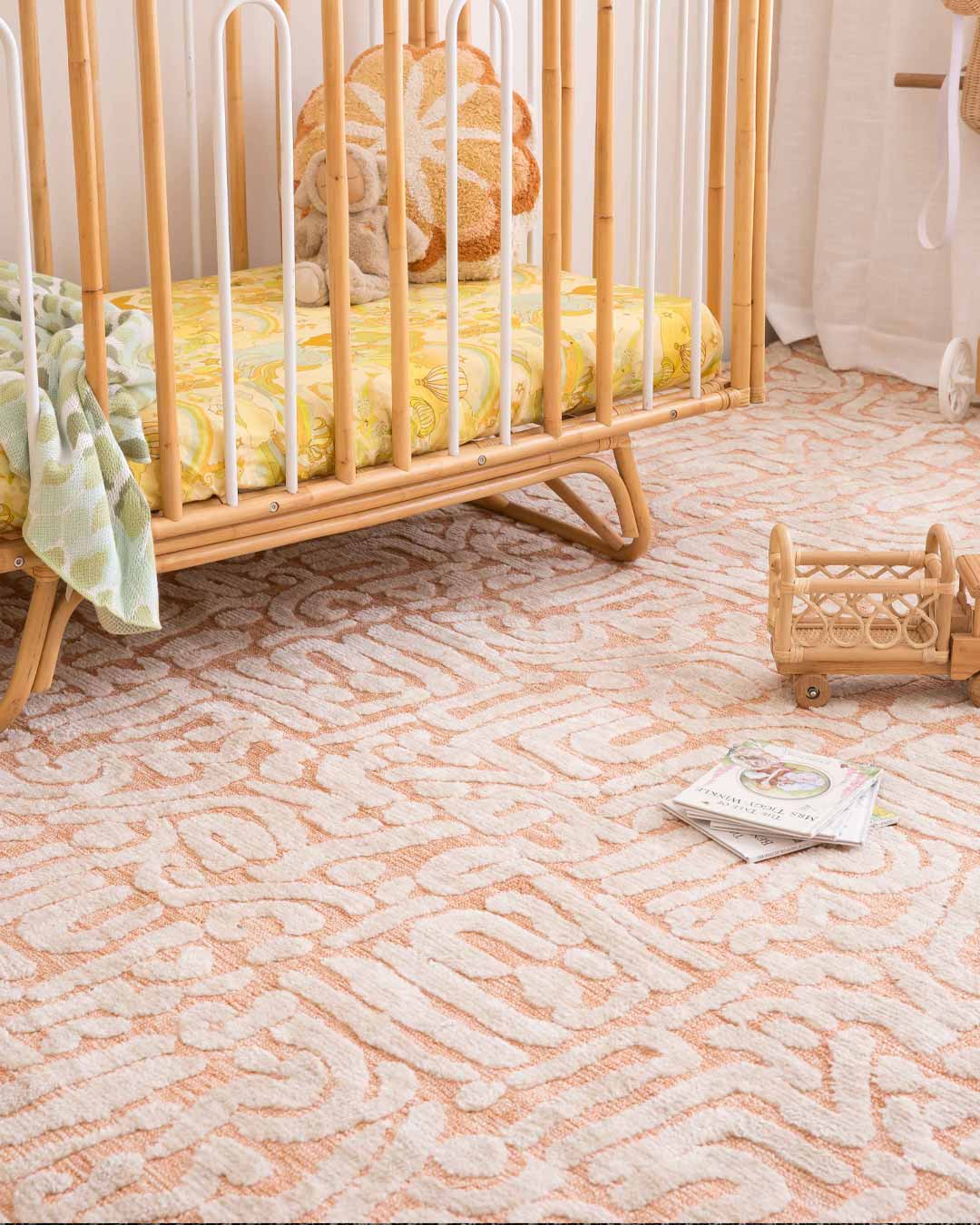 Miranda Peach and Cream Transitional Tribal Rug - Image 2