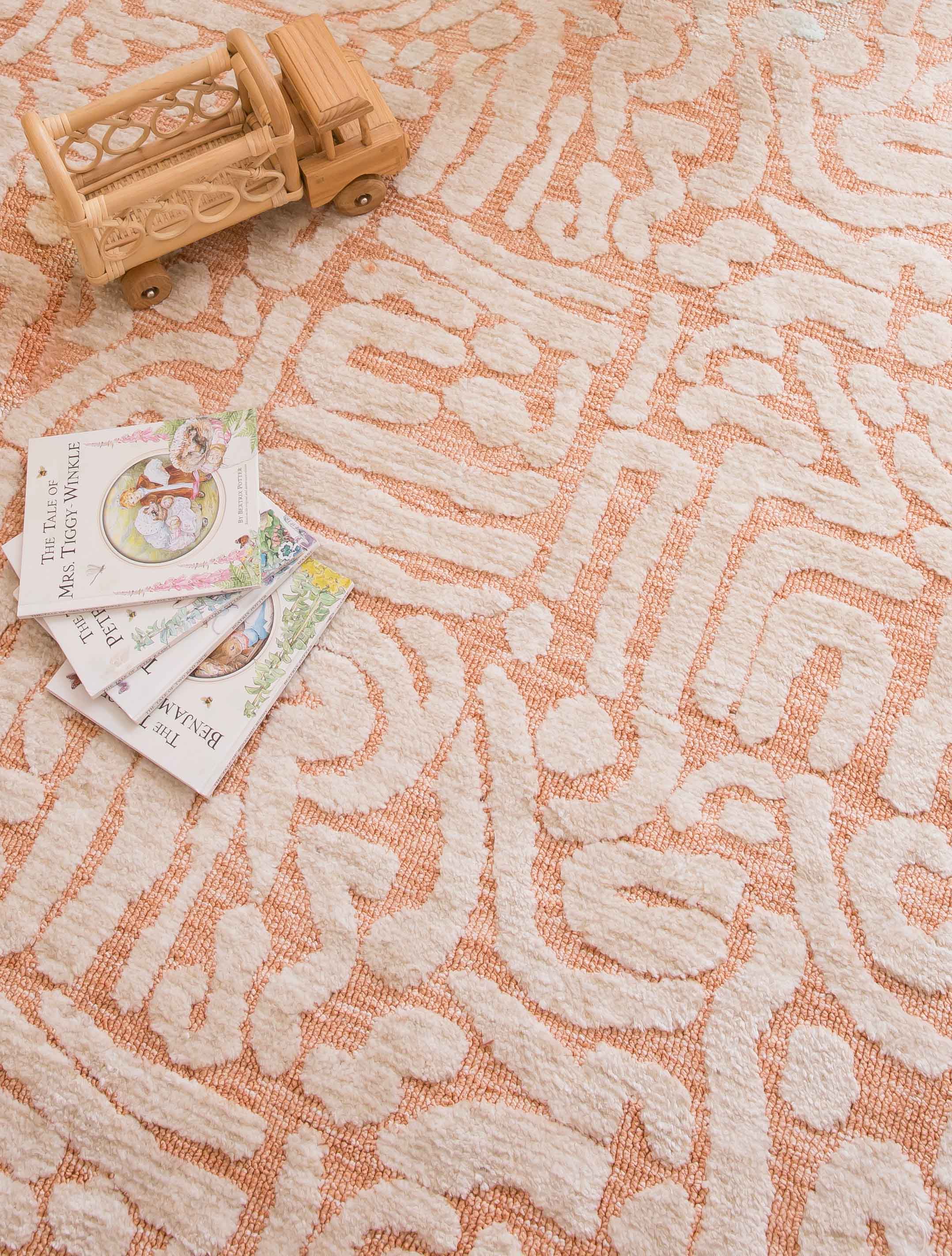 Miranda Peach and Cream Transitional Tribal Rug - Image 4