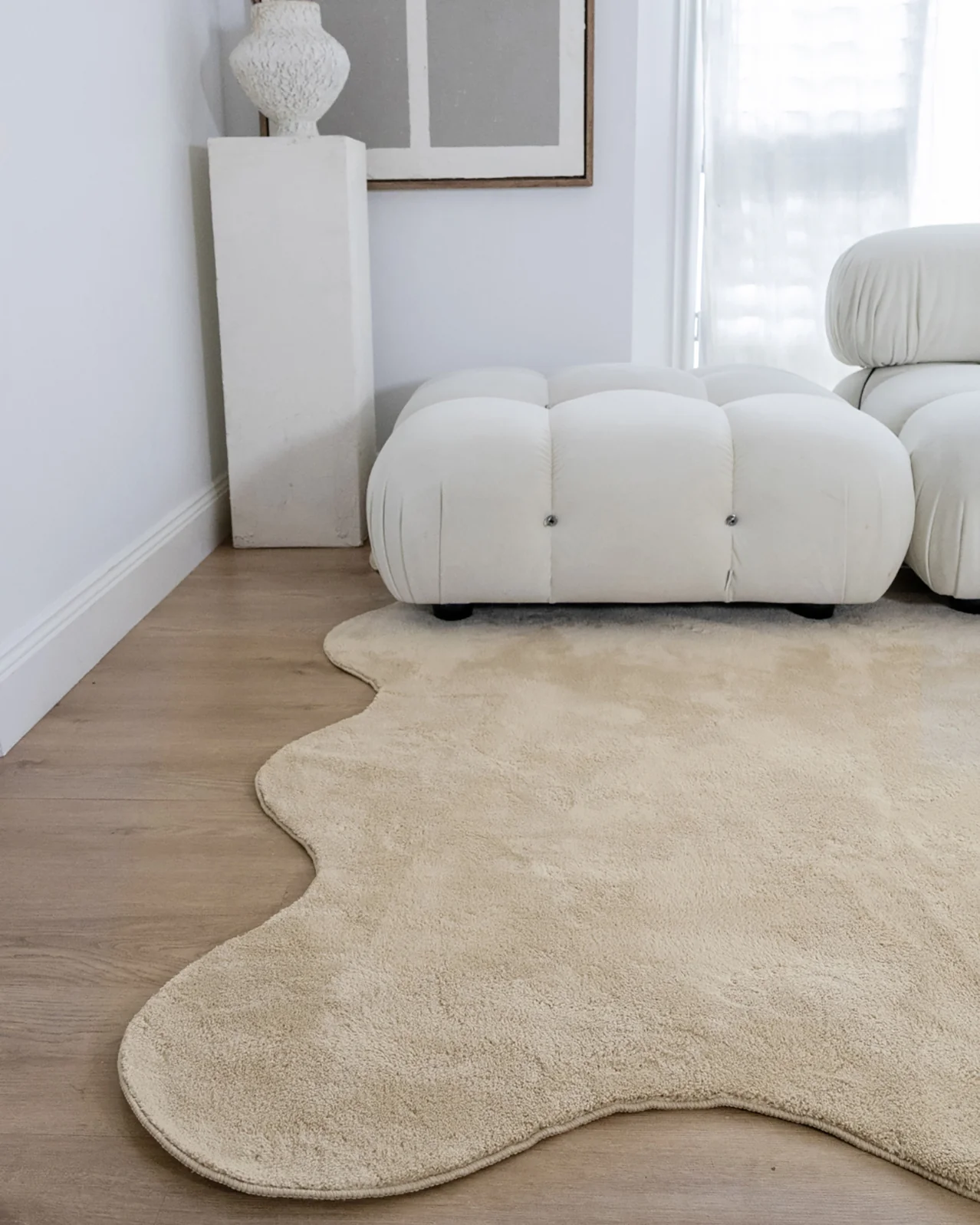 Mirta Beige Brown Scallop Washable Rug - Image 10
