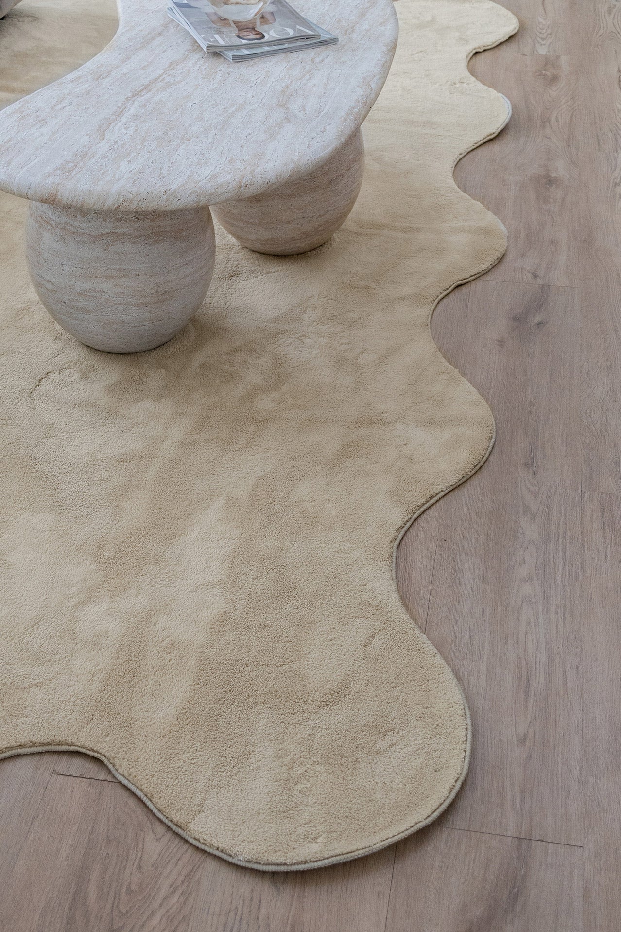 Mirta Beige Brown Scallop Washable Rug - Image 11