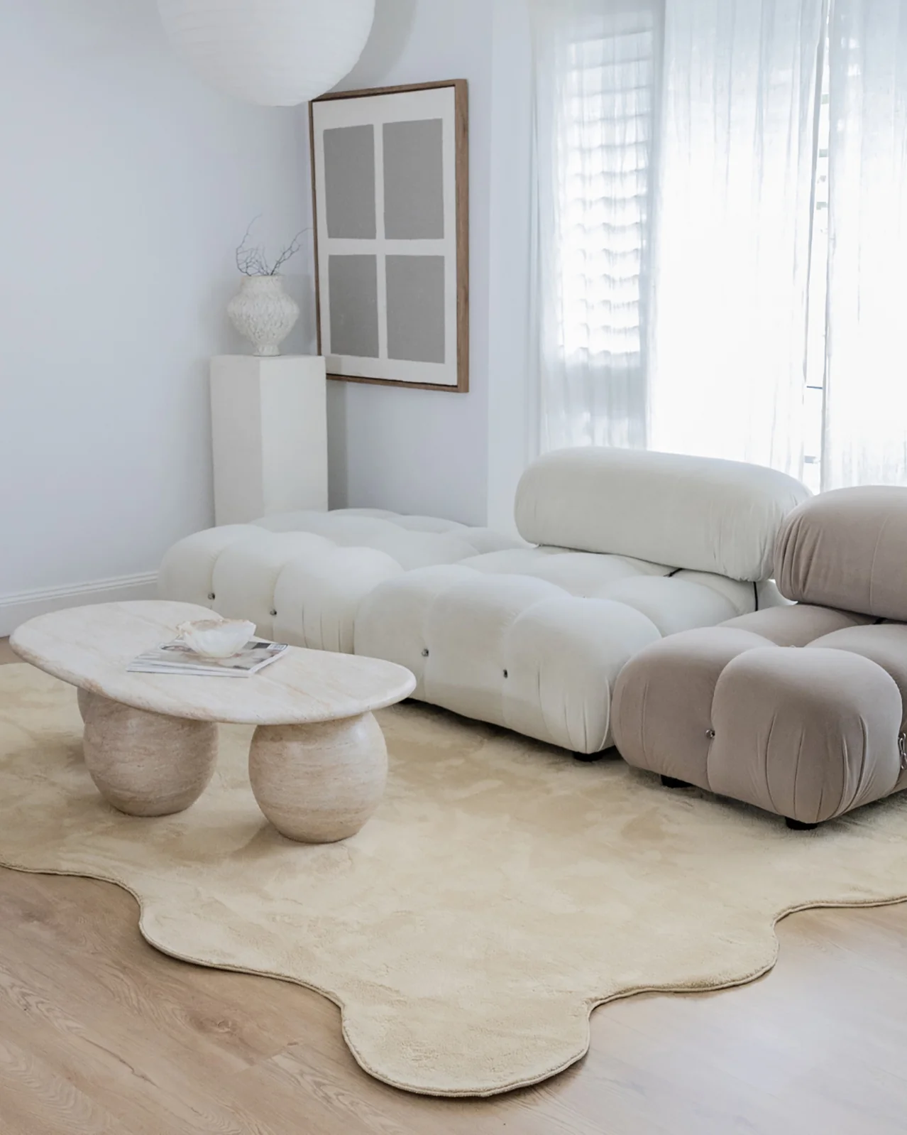 Mirta Beige Brown Scallop Washable Rug - Image 6