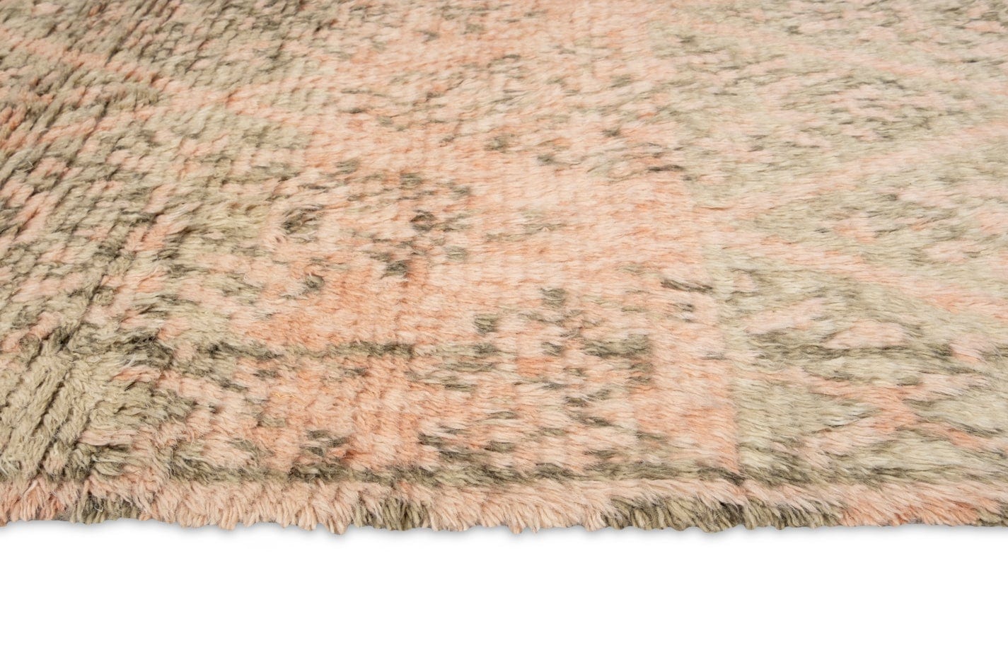 Monika Peach and Green Abstract Diamond Wool Rug - Image 10