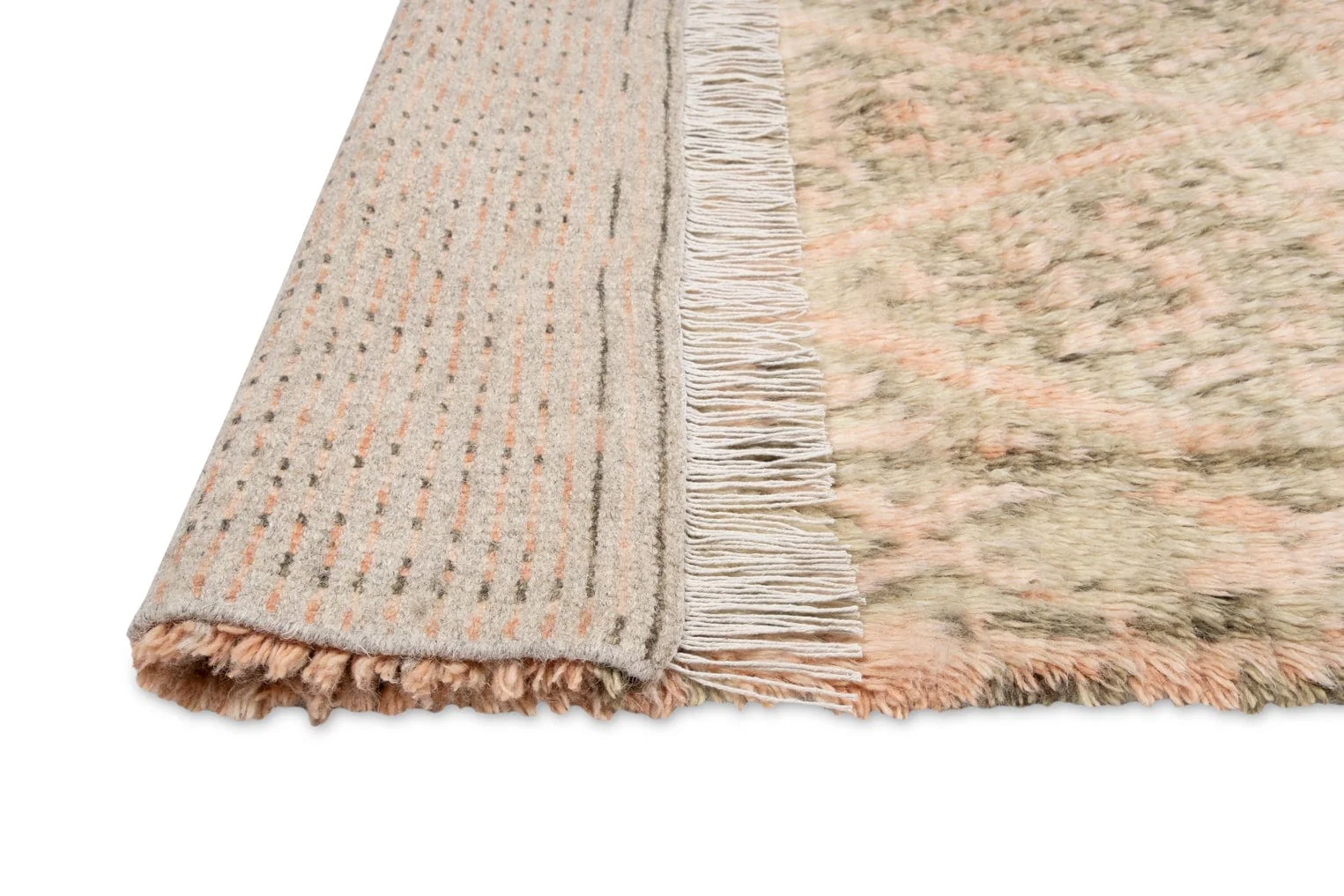 Monika Peach and Green Abstract Diamond Wool Rug - Image 11