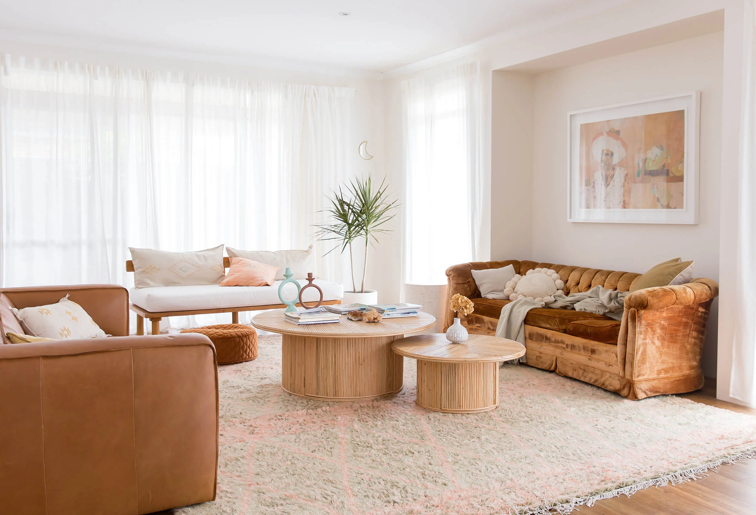 Monika Peach and Green Abstract Diamond Wool Rug - Image 4