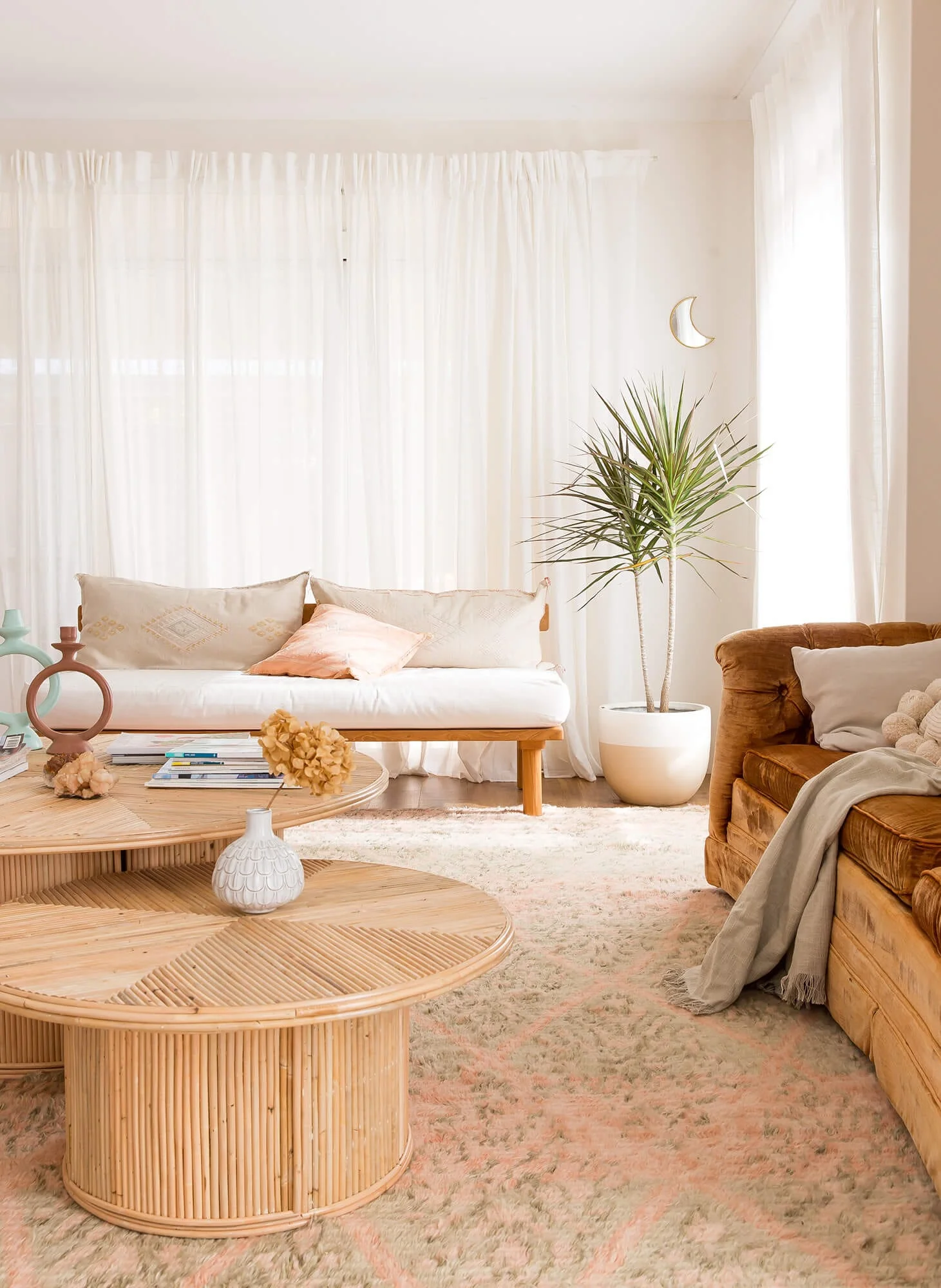 Monika Peach and Green Abstract Diamond Wool Rug - Image 6