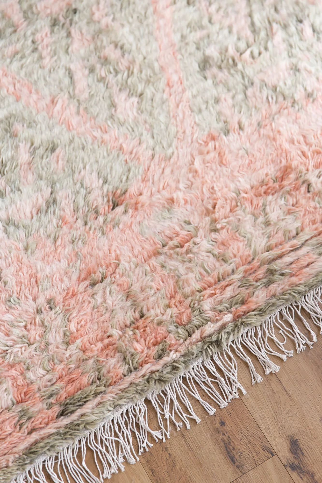 Monika Peach and Green Abstract Diamond Wool Rug - Image 8