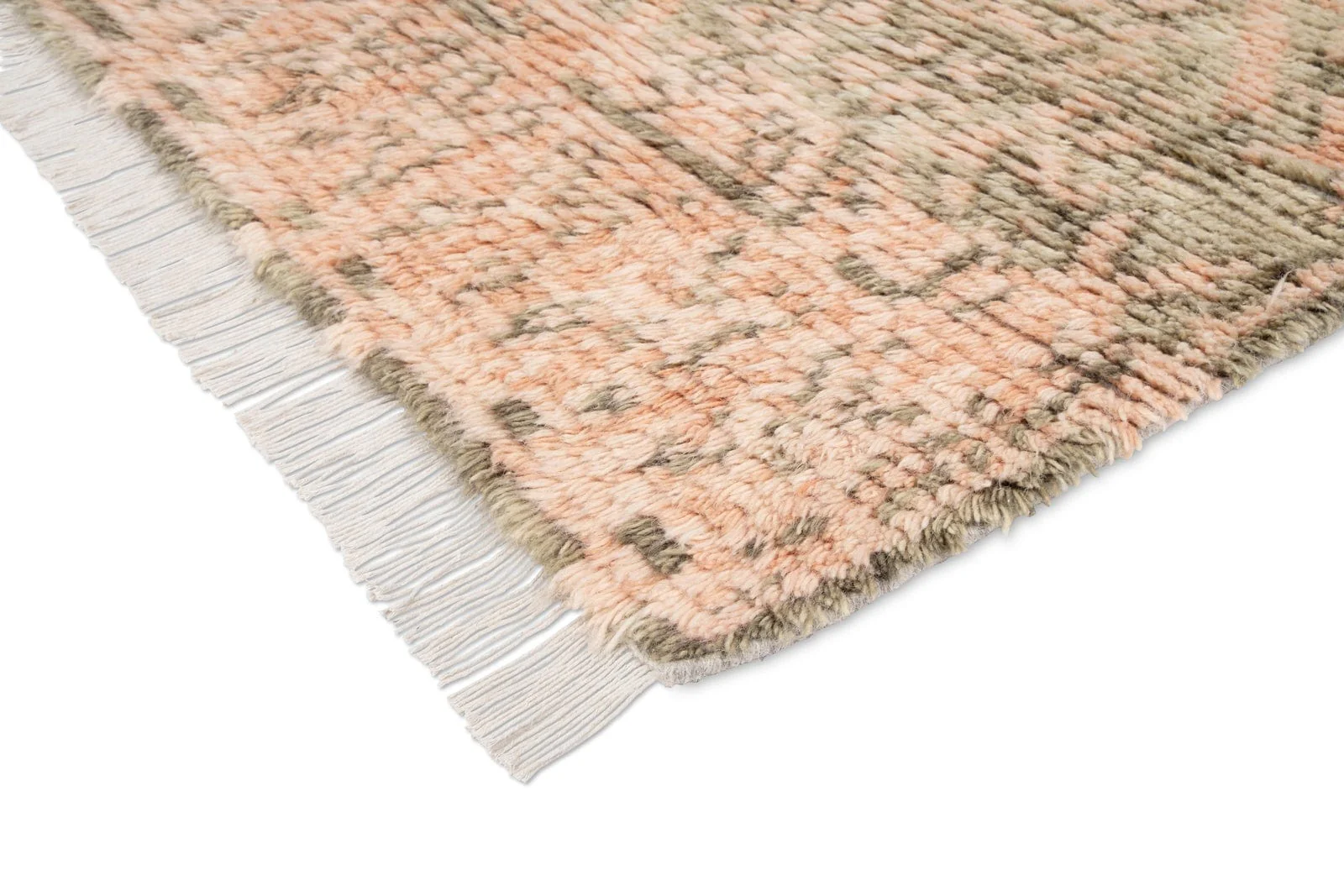 Monika Peach and Green Abstract Diamond Wool Rug - Image 9