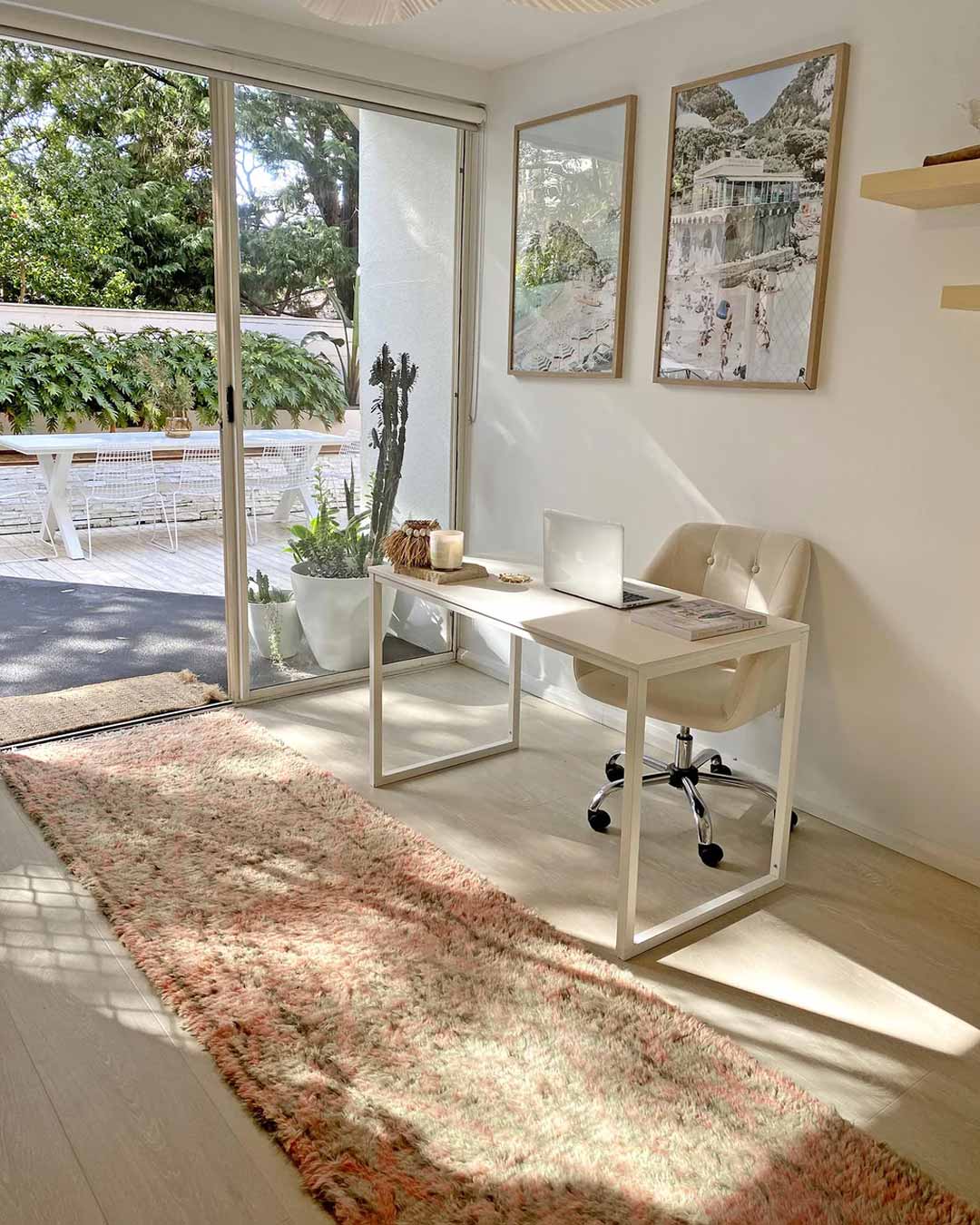 Monika Peach and Green Abstract Diamond Wool Runner Rug - Image 2
