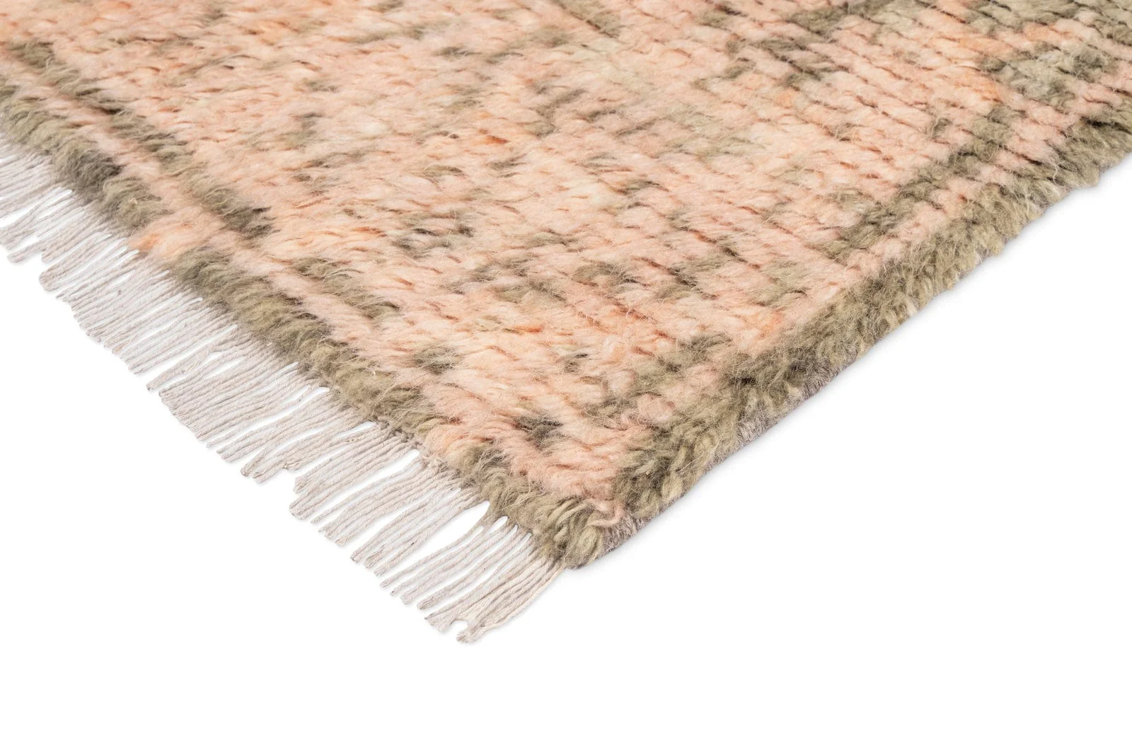 Monika Peach and Green Abstract Diamond Wool Runner Rug - Image 5