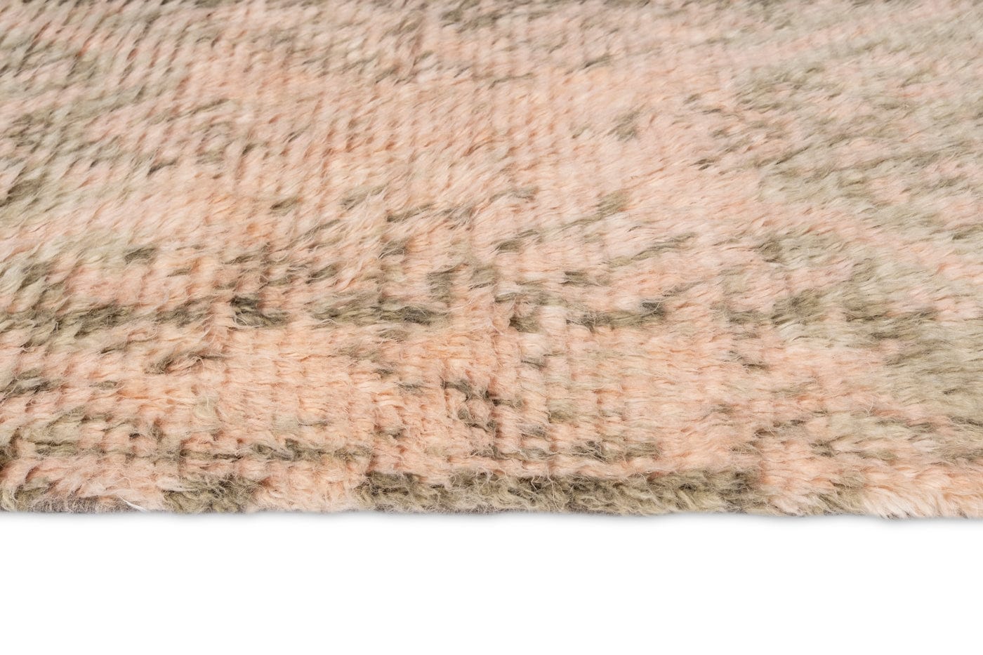 Monika Peach and Green Abstract Diamond Wool Runner Rug - Image 6