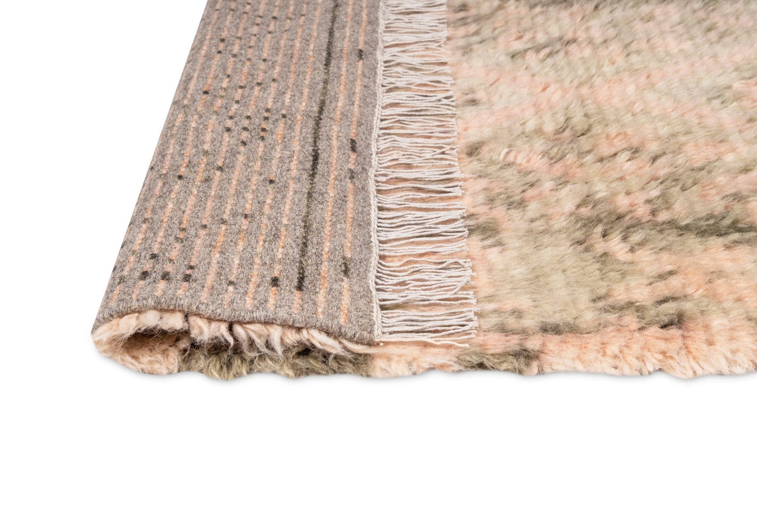 Monika Peach and Green Abstract Diamond Wool Runner Rug - Image 7