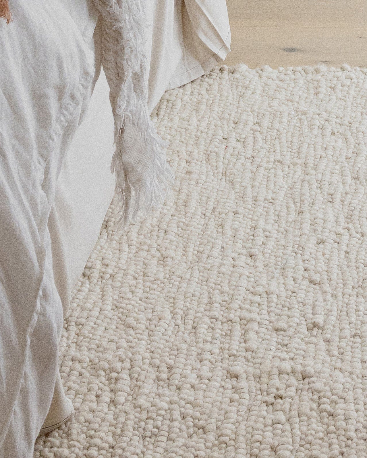 Monti Cream Textured Handmade Wool Rug - Image 8