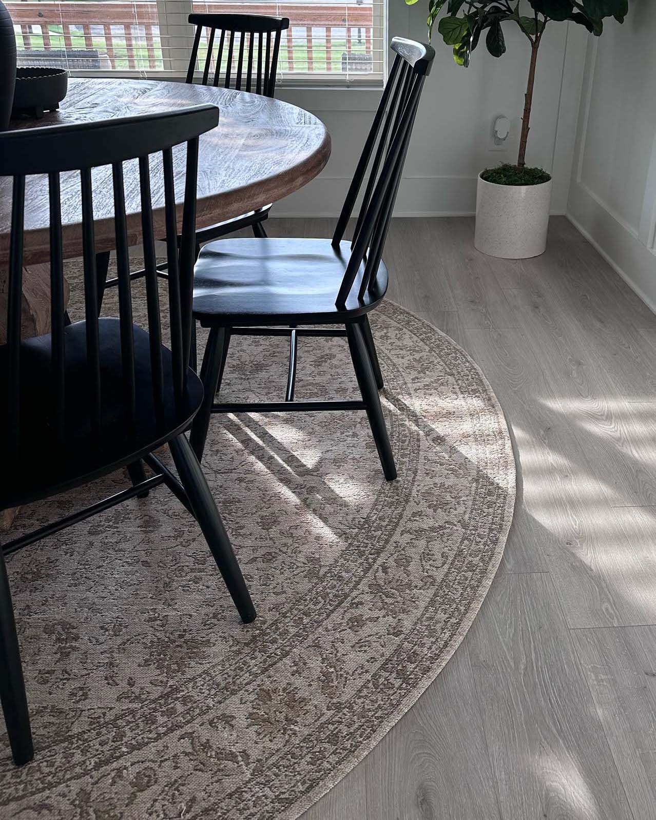 Moselle Beige and Brown Floral Distressed Round Rug - Image 3