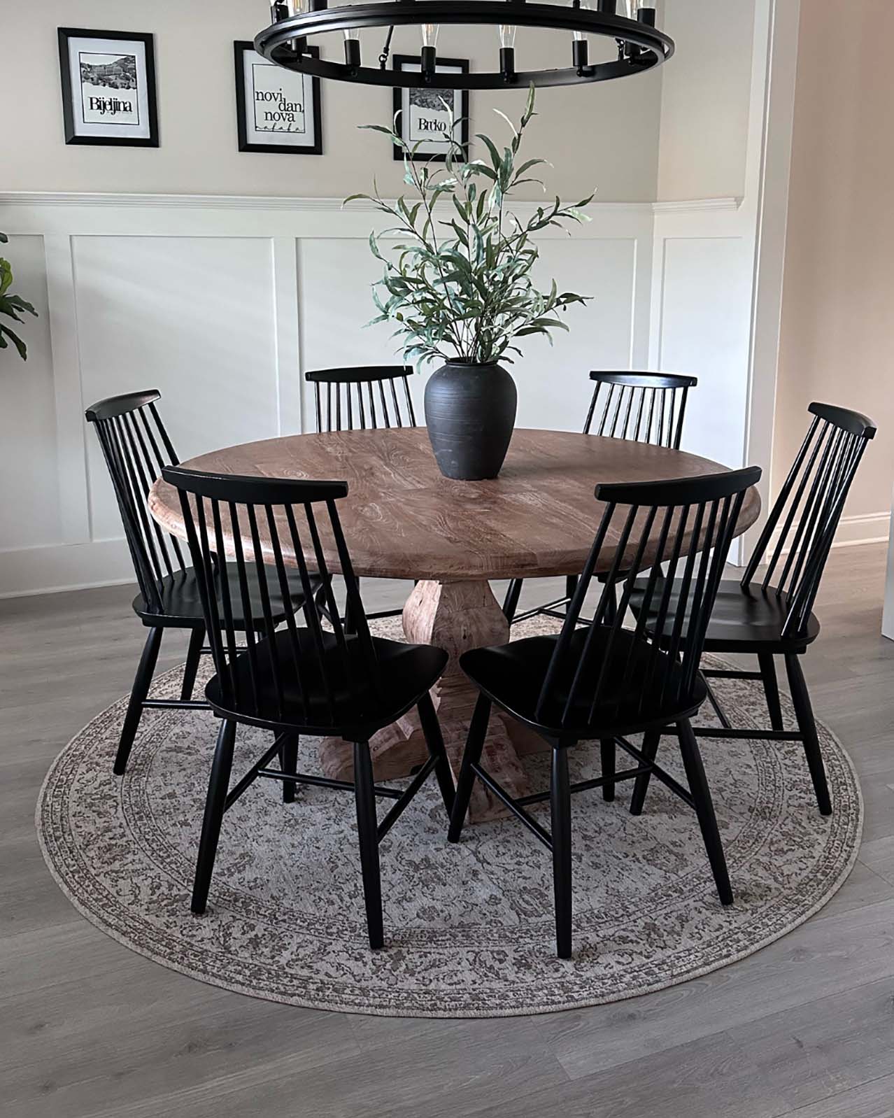 Moselle Beige and Brown Floral Distressed Round Rug - Image 4