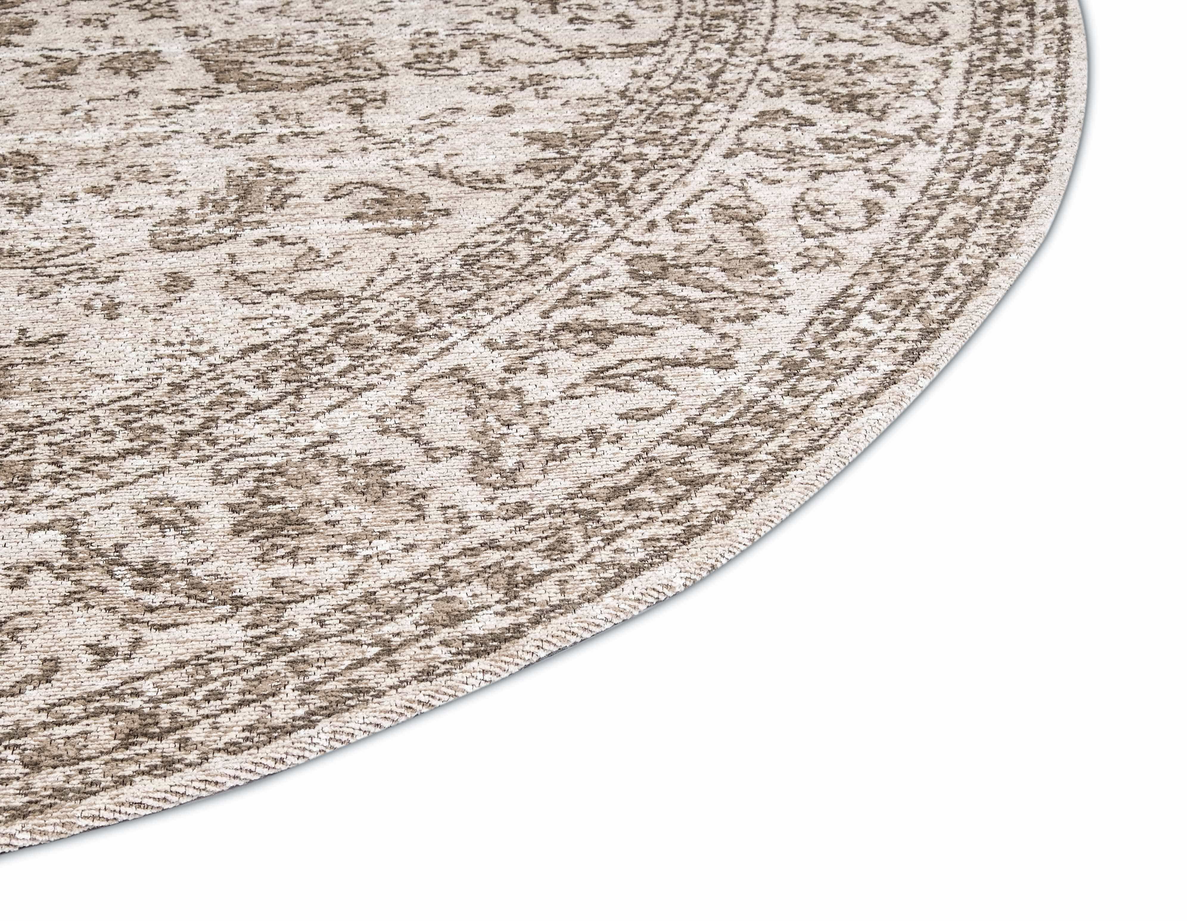 Moselle Beige and Brown Floral Distressed Round Rug - Image 9