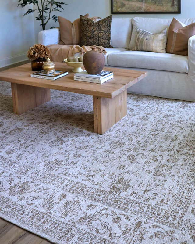 Moselle Beige and Brown Floral Distressed Rug - Image 11