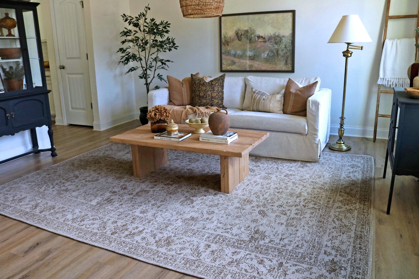 Moselle Beige and Brown Floral Distressed Rug - Image 14