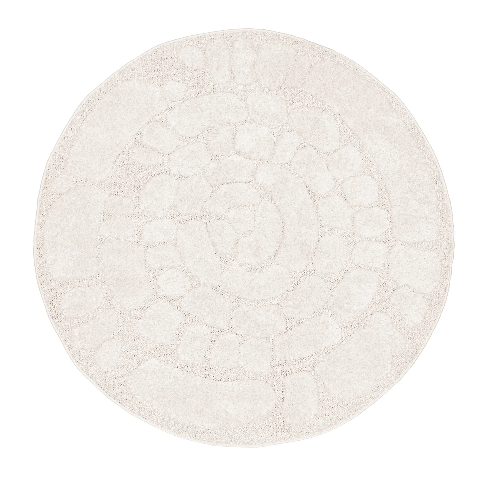 Nadja Ivory Cream Abstract Textured Round Rug
