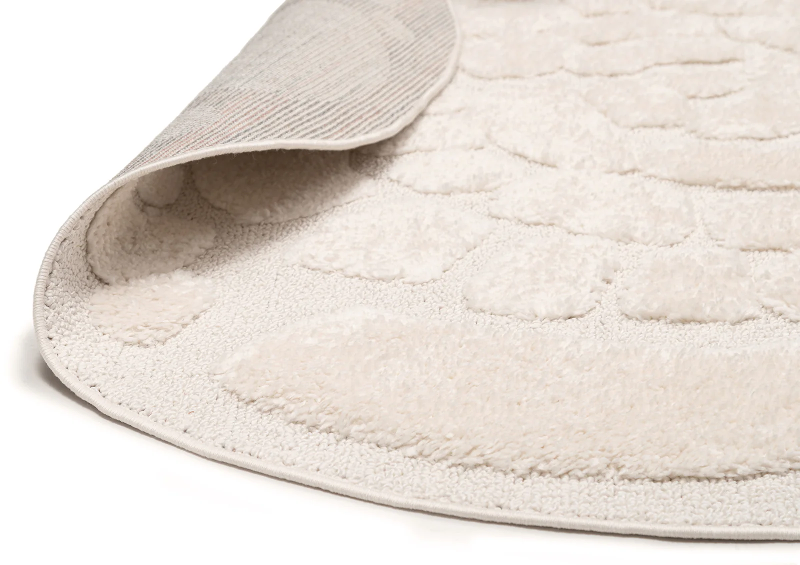 Nadja Ivory Cream Abstract Textured Round Rug - Image 10
