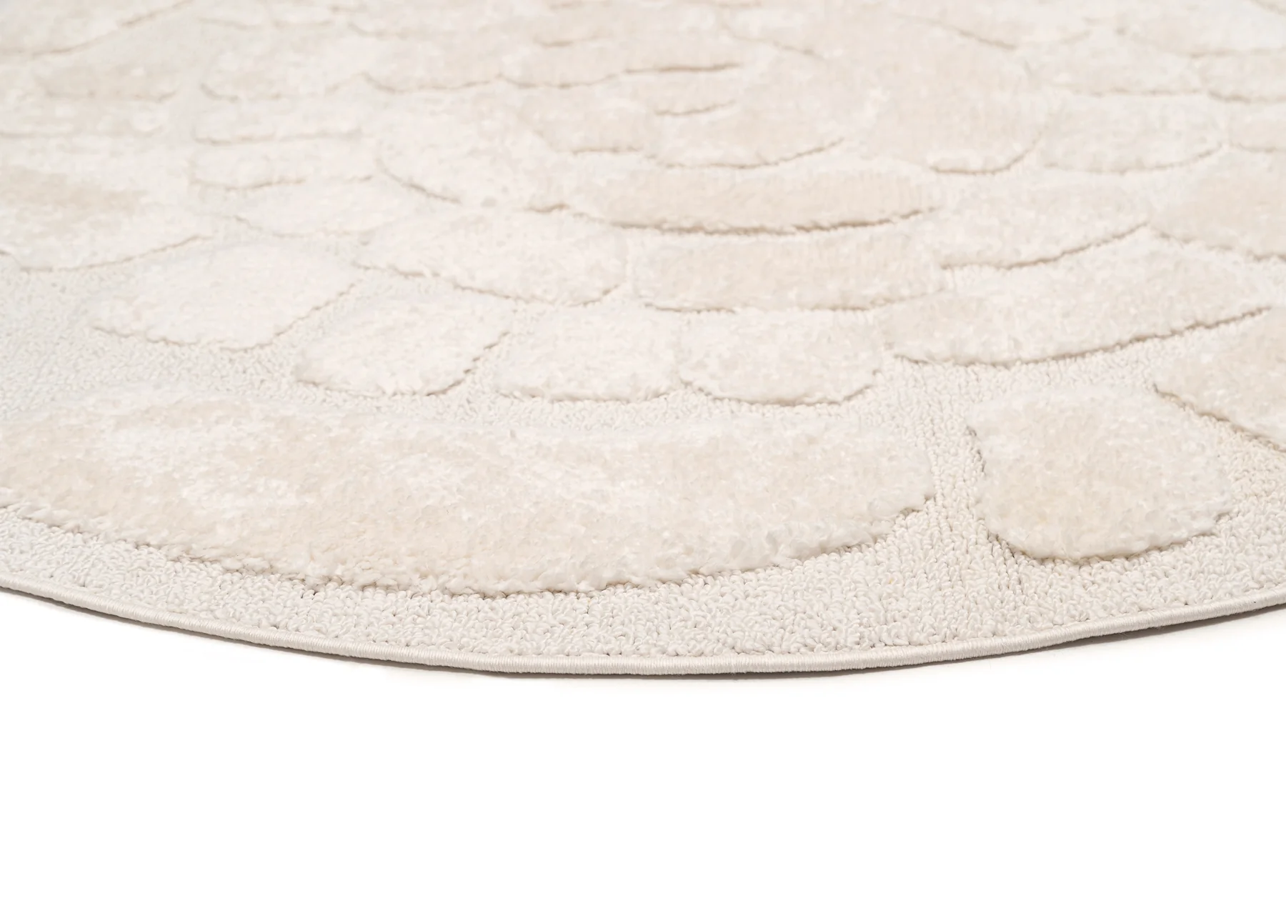 Nadja Ivory Cream Abstract Textured Round Rug - Image 9