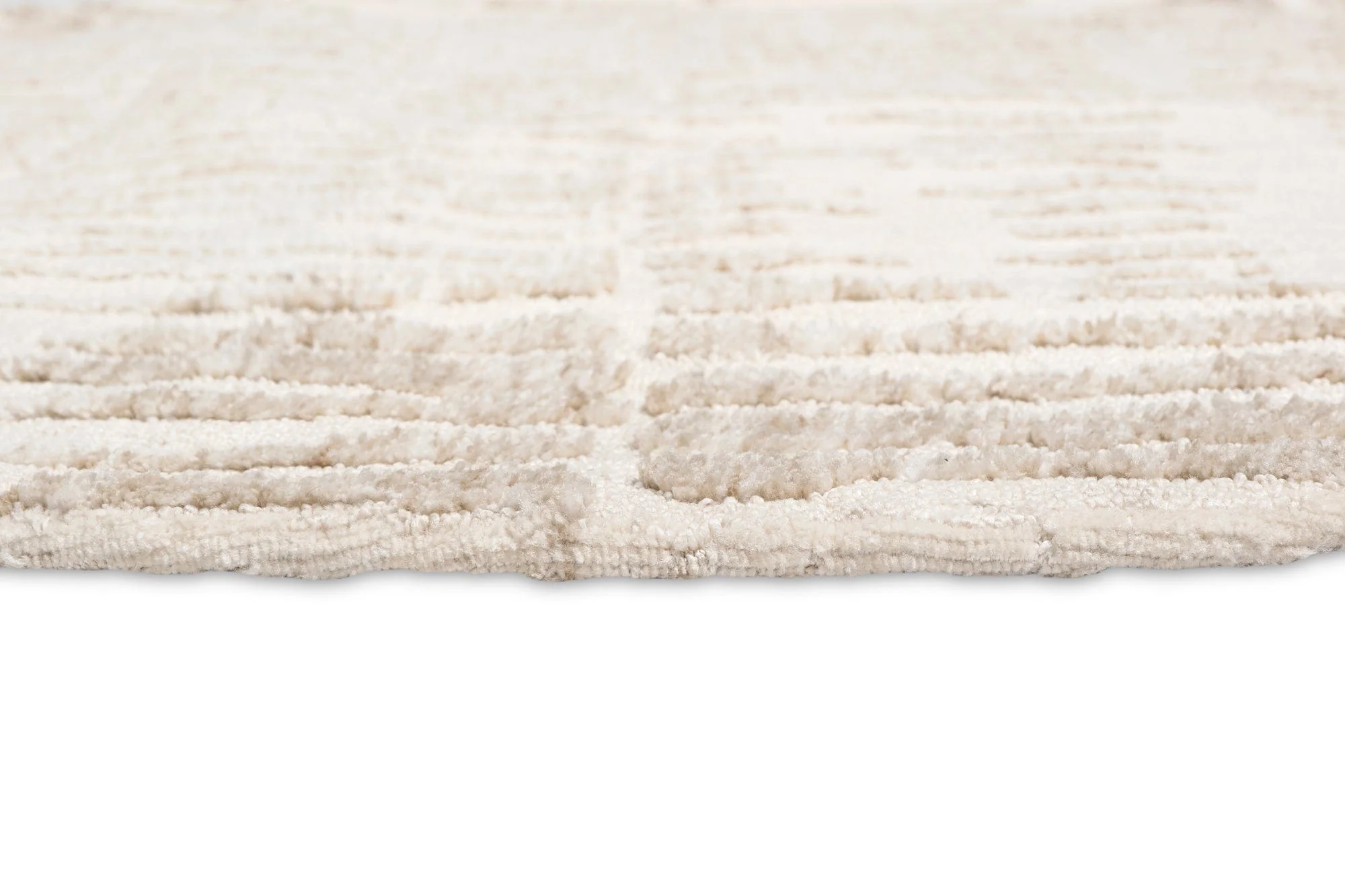 Nahba Ivory And Cream Textured Tribal Round Rug - Image 11