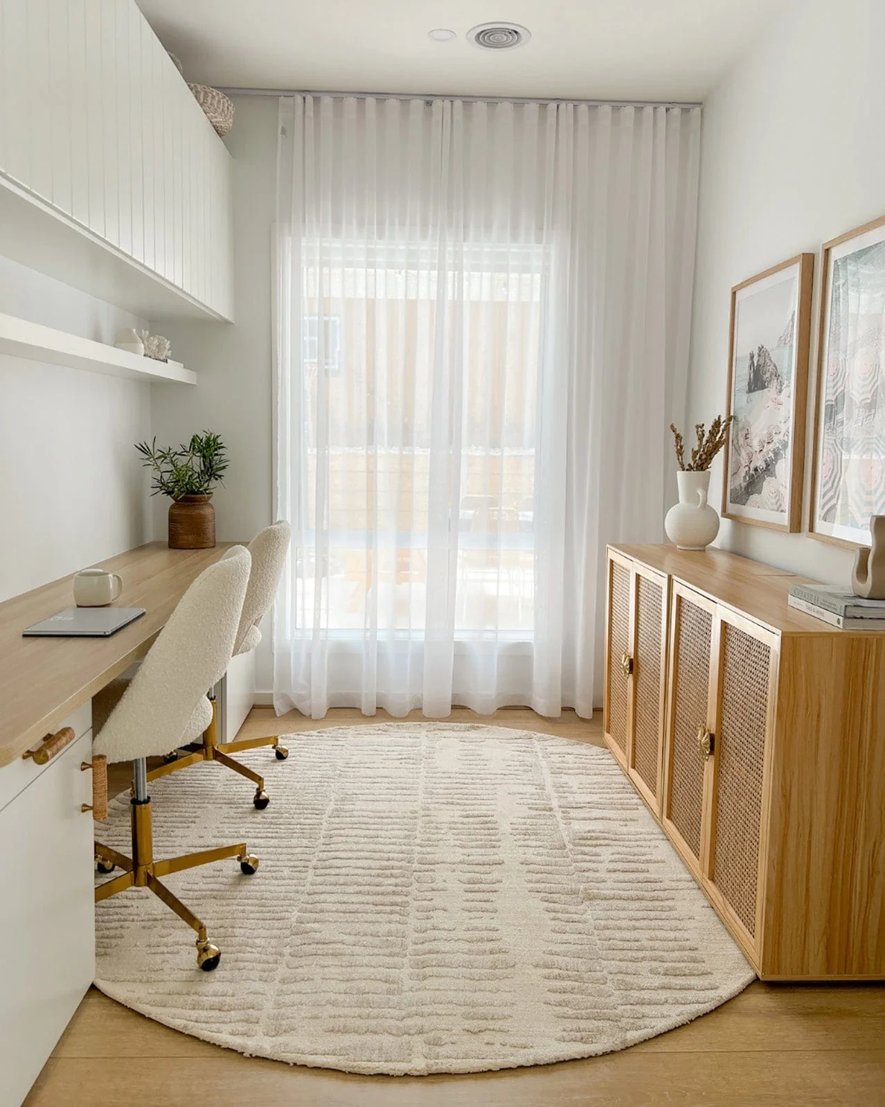 Nahba Ivory And Cream Textured Tribal Round Rug - Image 2