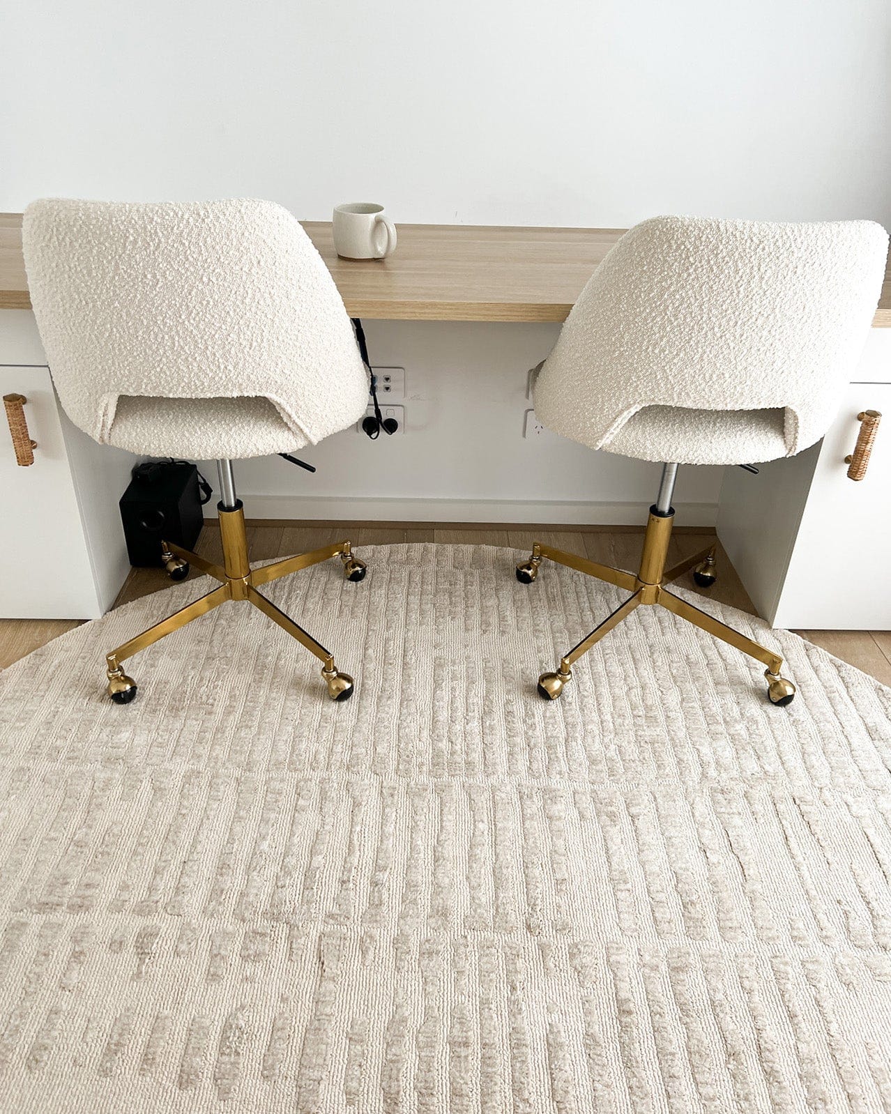 Nahba Ivory And Cream Textured Tribal Round Rug - Image 3