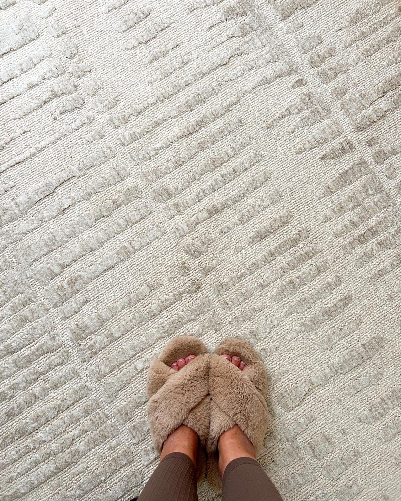 Nahba Ivory And Cream Textured Tribal Round Rug - Image 6